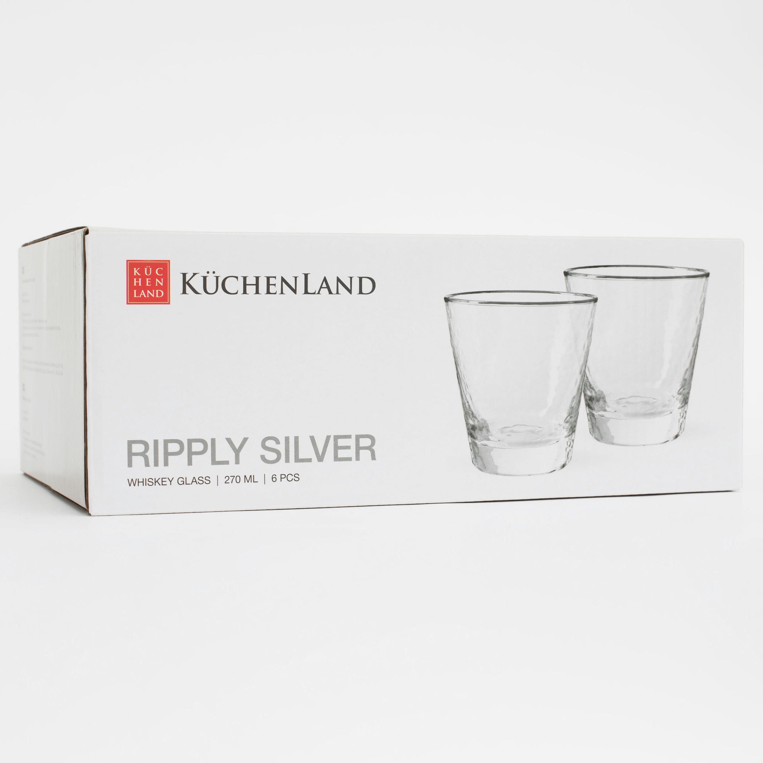 Стакан для виски, 270 мл, 6 шт, стекло, с серебристым кантом, Ripply silver изображение № 7