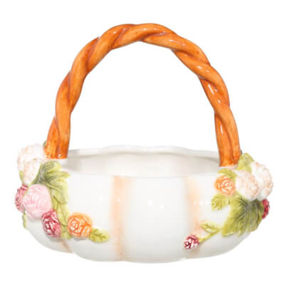Конфетница, 23х20 см, с ручкой, керамика, молочная, Тыква с листьями, Pumpkin Конфетница, 23х20 см, с ручкой, керамика, молочная, Тыква с листьями, Pumpkin