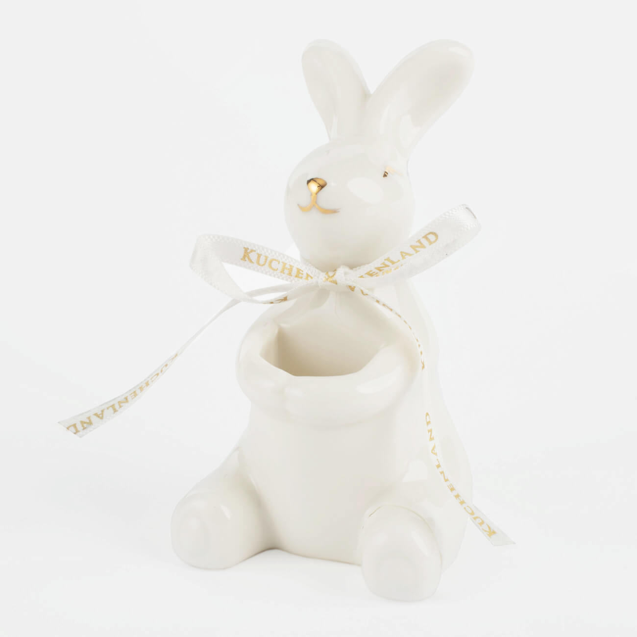 

Подставка для зубочисток, 10 см, фарфор P, бело-золотистая, Кролик, Easter gold