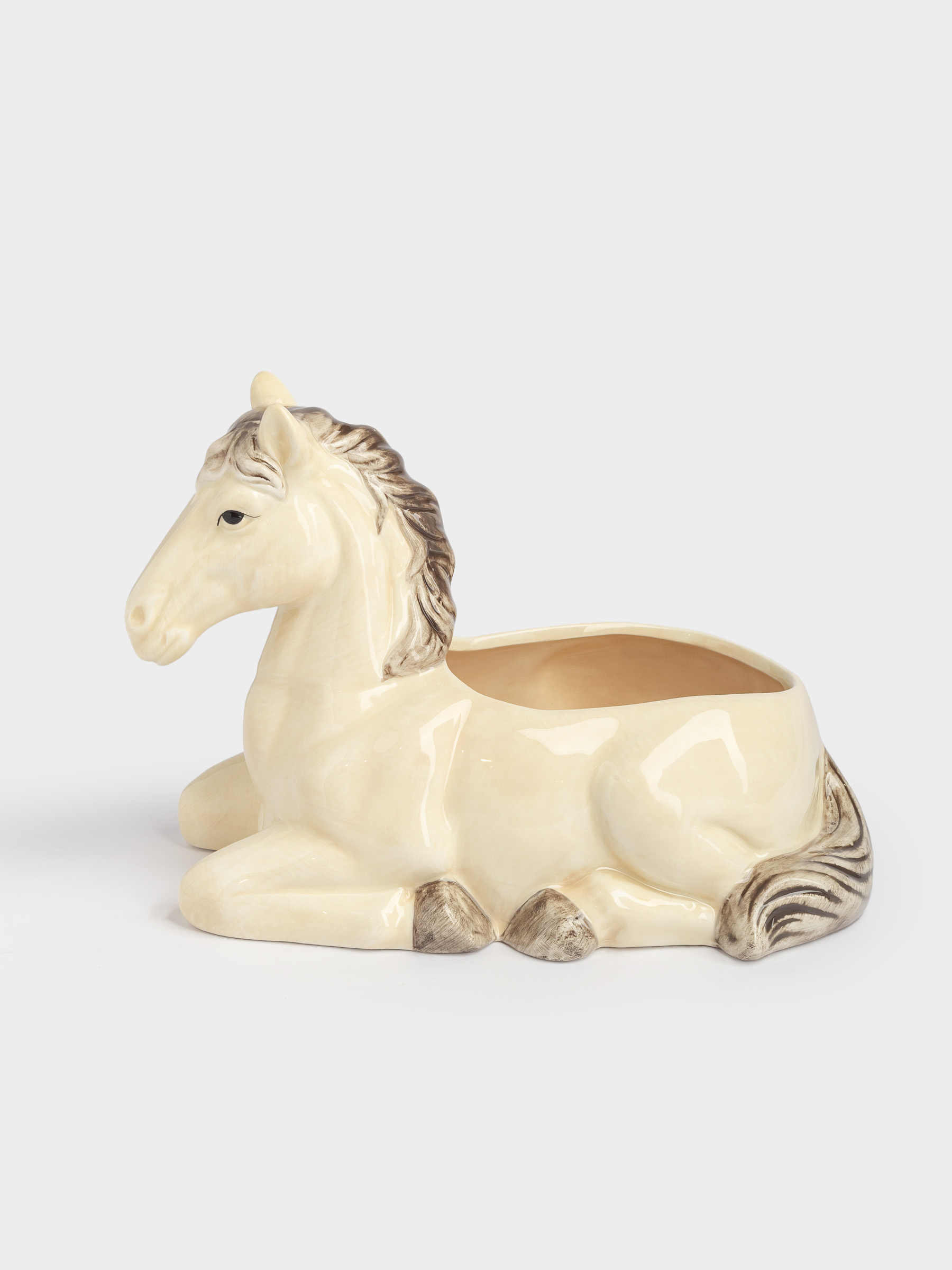 Конфетница, 26х18 см, керамика, бежево-коричневая, Конь, Natural horse, image-1
