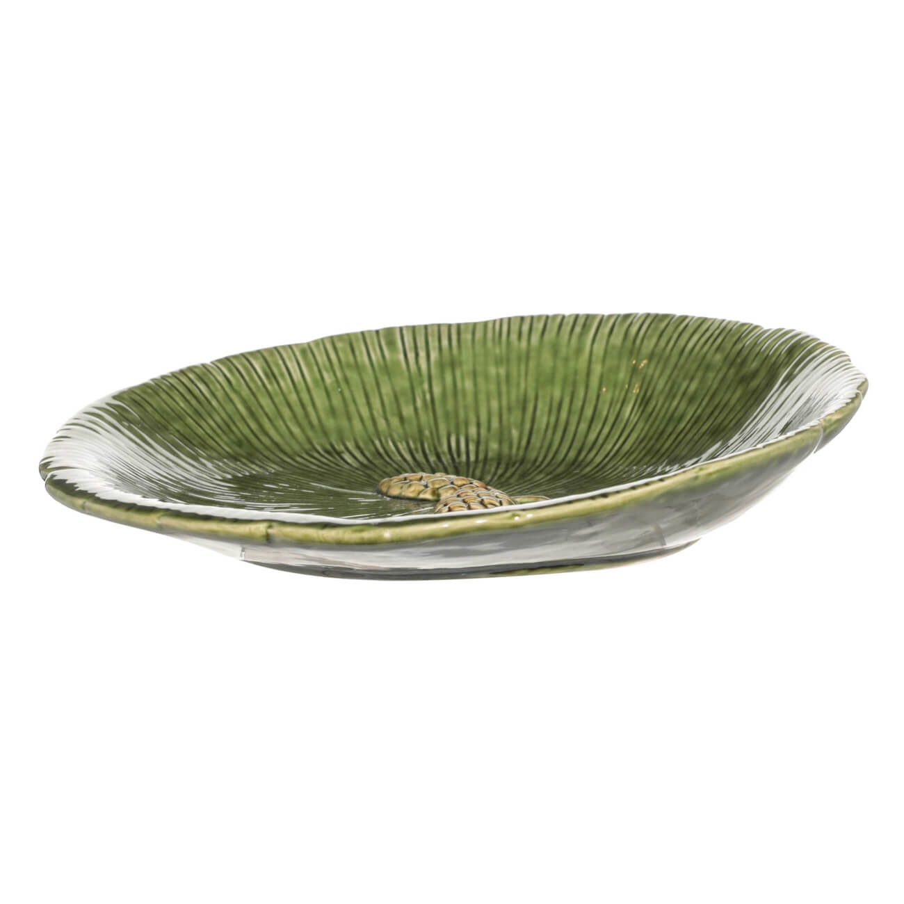 

Блюдо глубокое, 24х5 см, керамика, зеленое, Шишки на листе, Fir cone