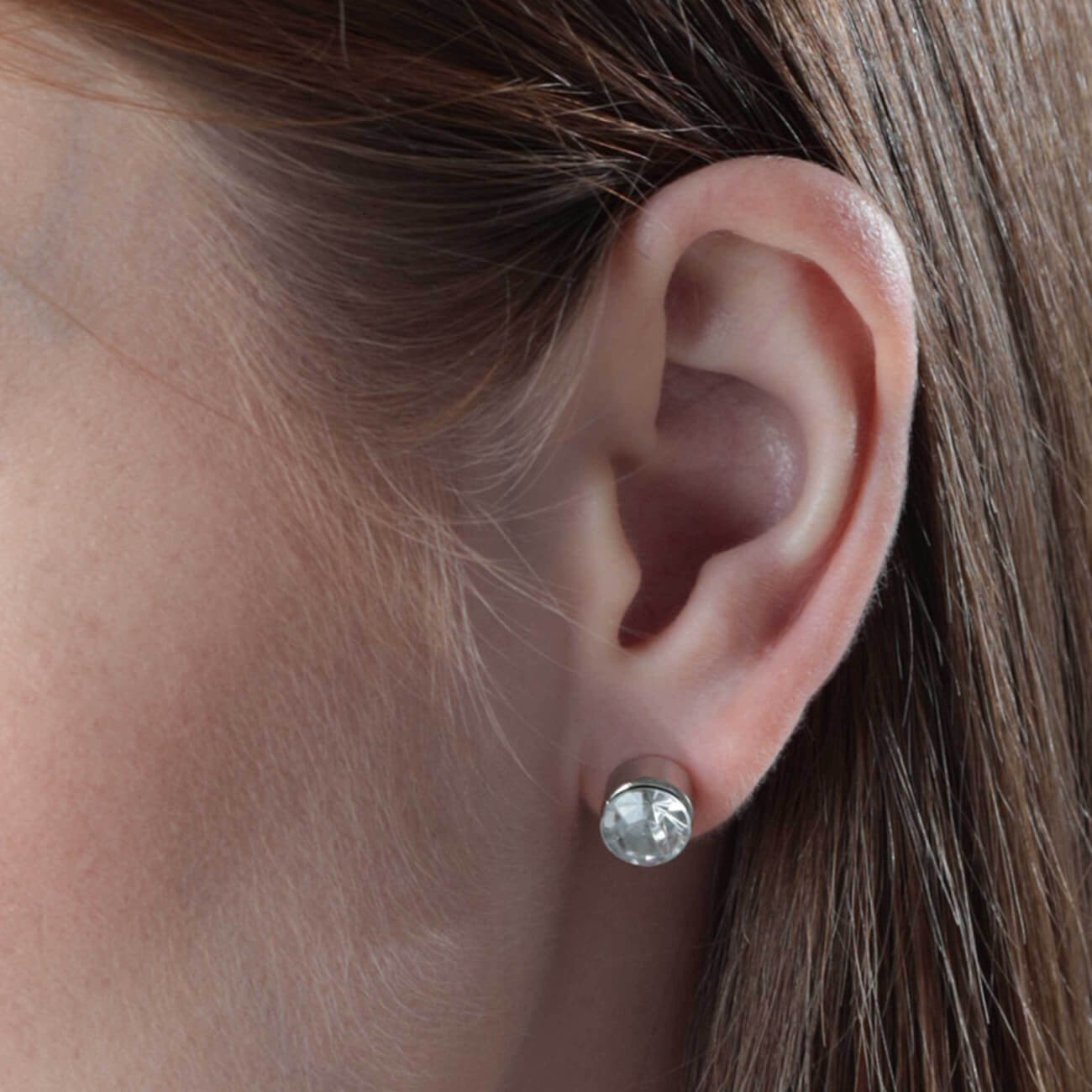 Серьги-пусеты, 1 см, 2 шт, металл, серебристые, Кристаллы, Jewelry crystal серьги гвоздики самой милой 6х6 5 см