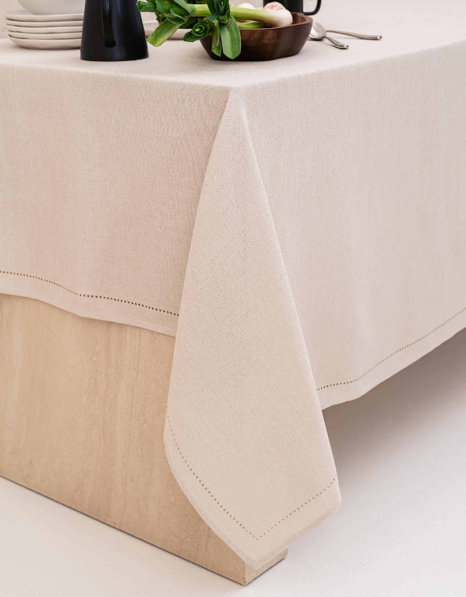 Скатерть, 160х160 см, полиэстер, серебристо-кремовая, Hemstitch, image-8