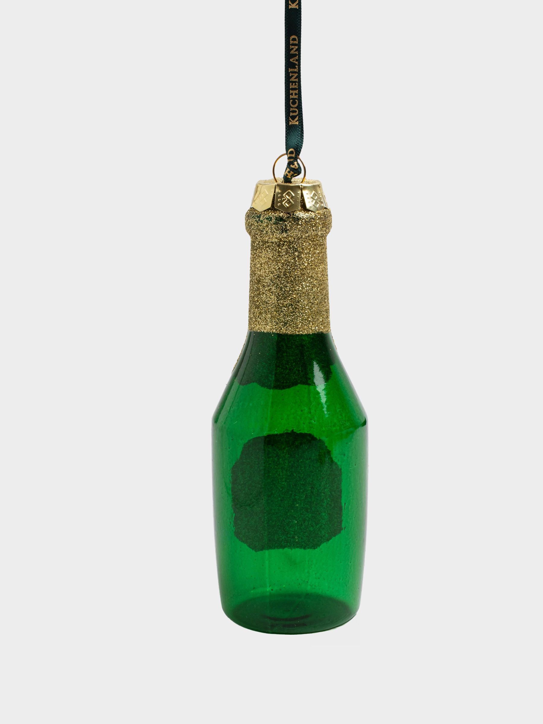 Игрушка елочная, 13 см, стекло, Бутылка шампанского в блестках, Figure sparkle, image-1