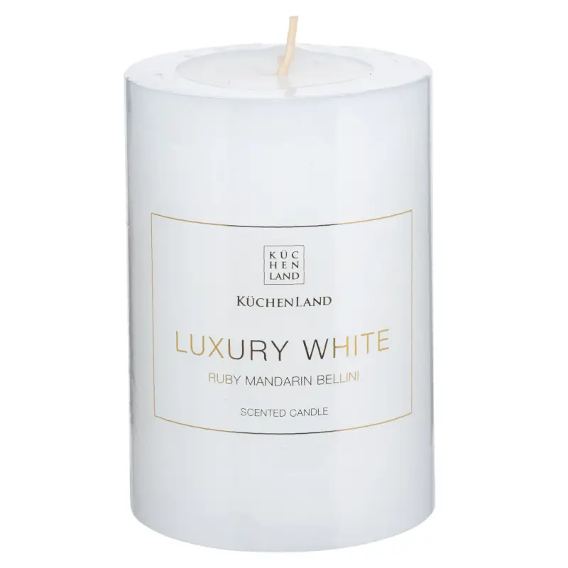 Свеча ароматическая, 10 см, цилиндрическая, белая, Ruby Mandarin Bellini, Luxury white ,image-0