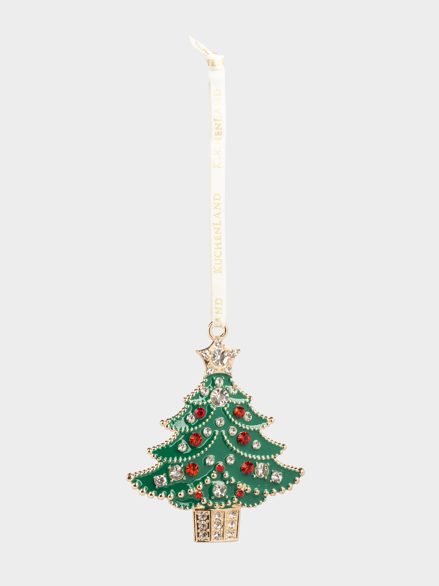 Игрушка елочная, 8 см, металл/стразы, зеленая, Елка со звездой, Figure christmas, image-1