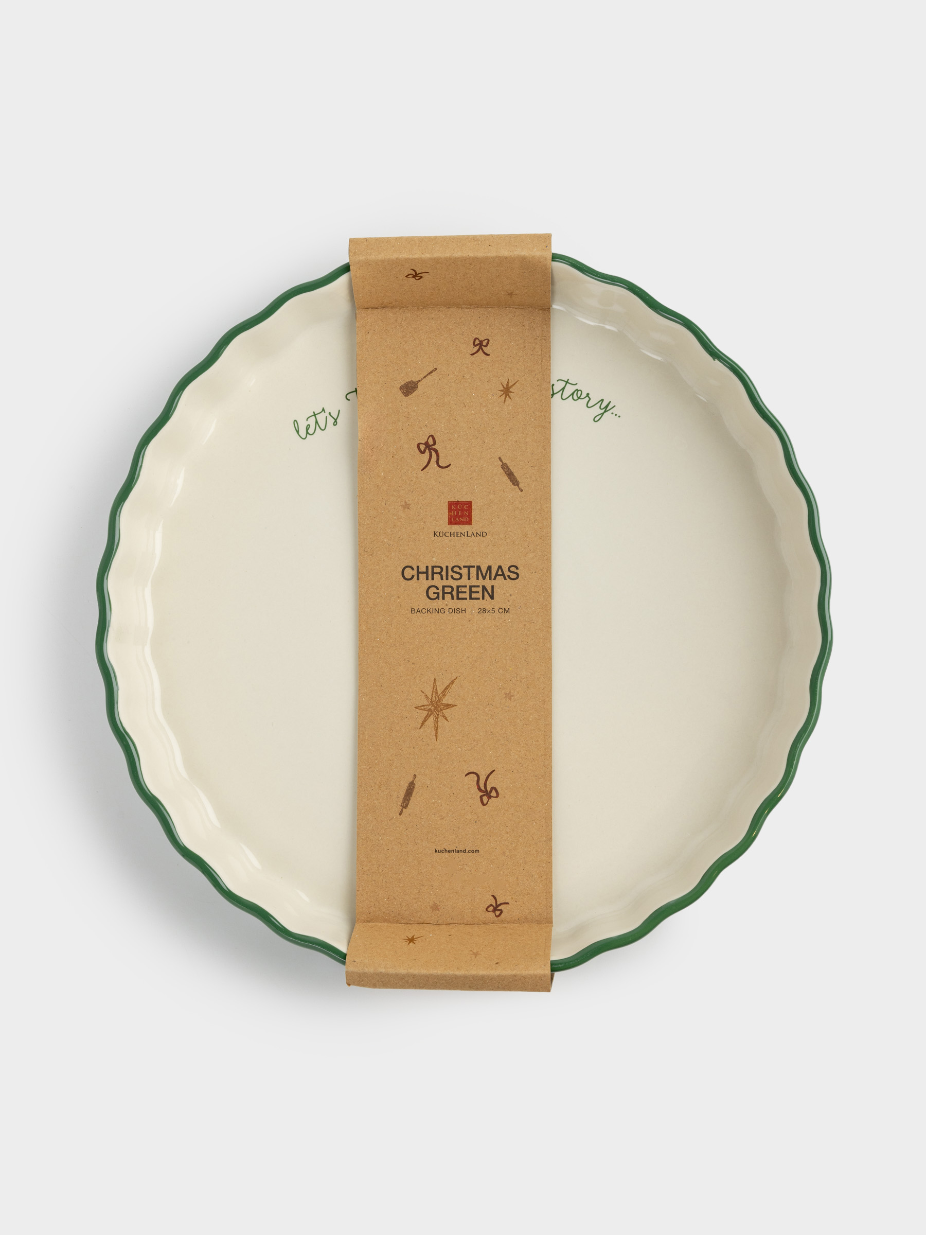 Форма для запекания, 28х5 см, керамика, круглая, зеленая, Christmas green, image-6
