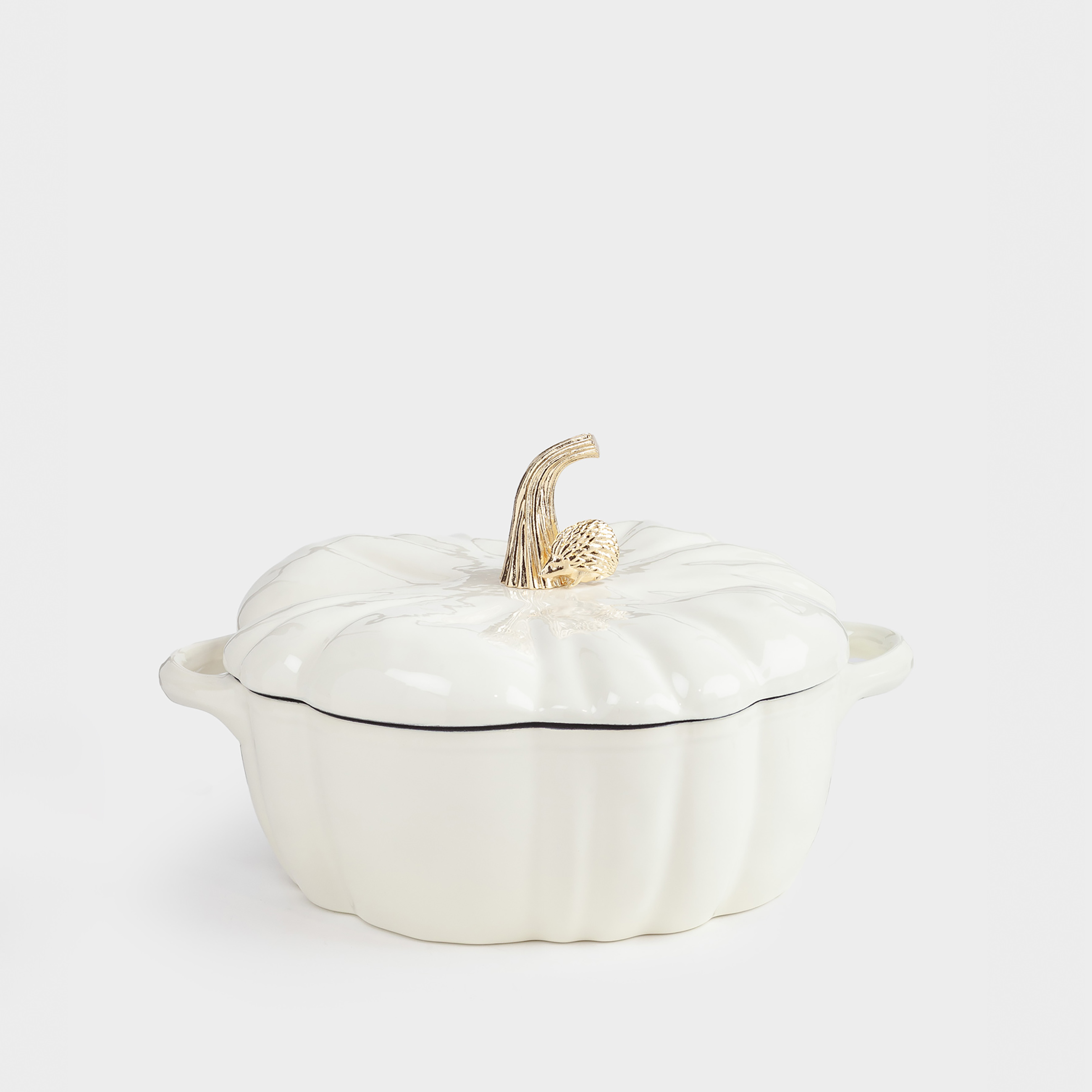 Казан 25 см 33 л с крышкой чугун молочный Тыква Gourd 7990₽