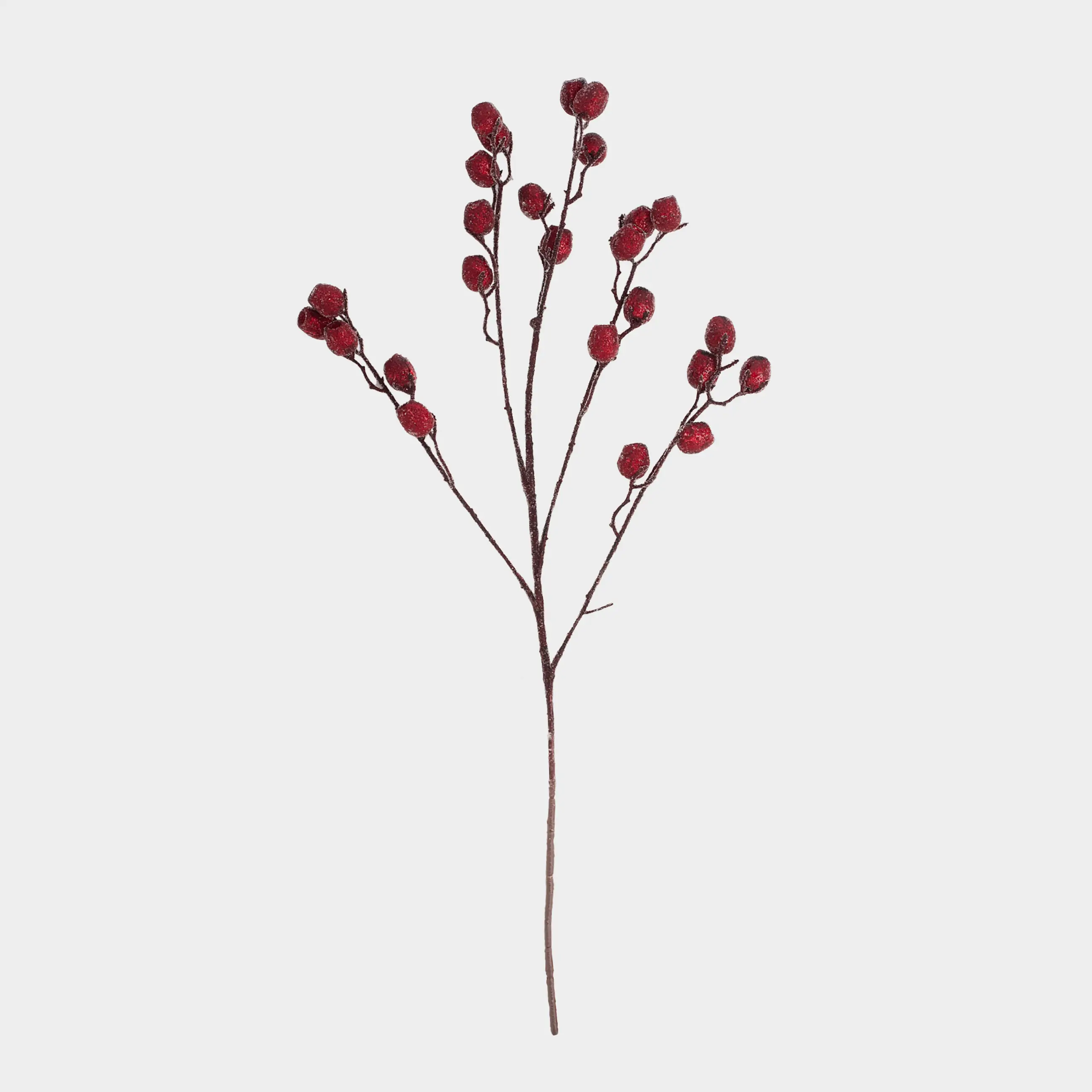 Ветка декоративная, 70 см, пенопласт, Красные ягоды, Red berry