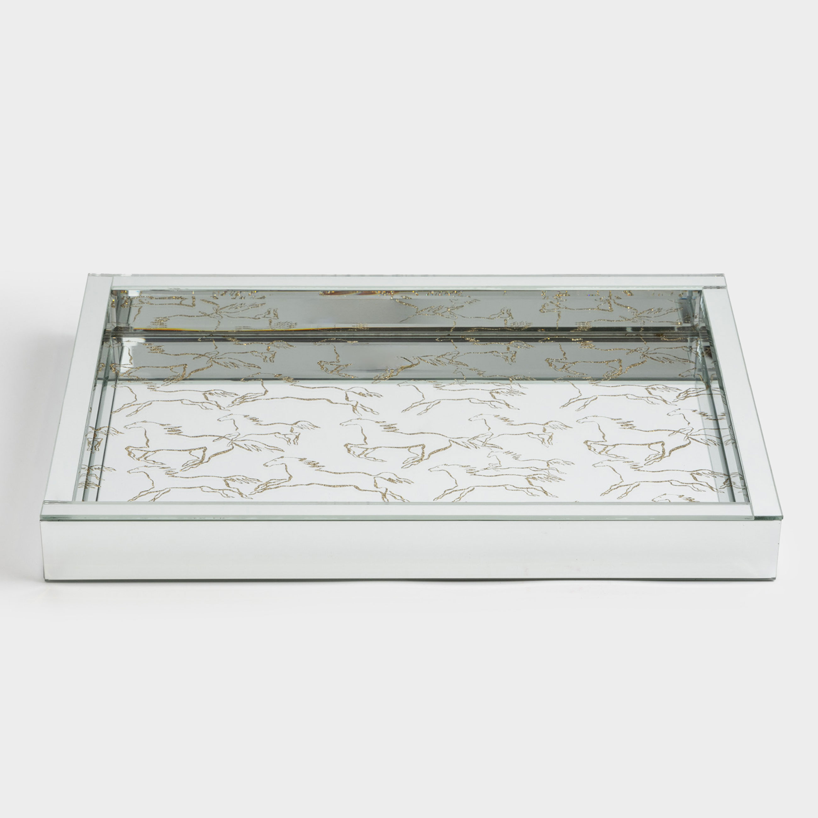 Поднос 38x26 см стекло прямоугольный зеркальный Лошадки Glossy 4990₽