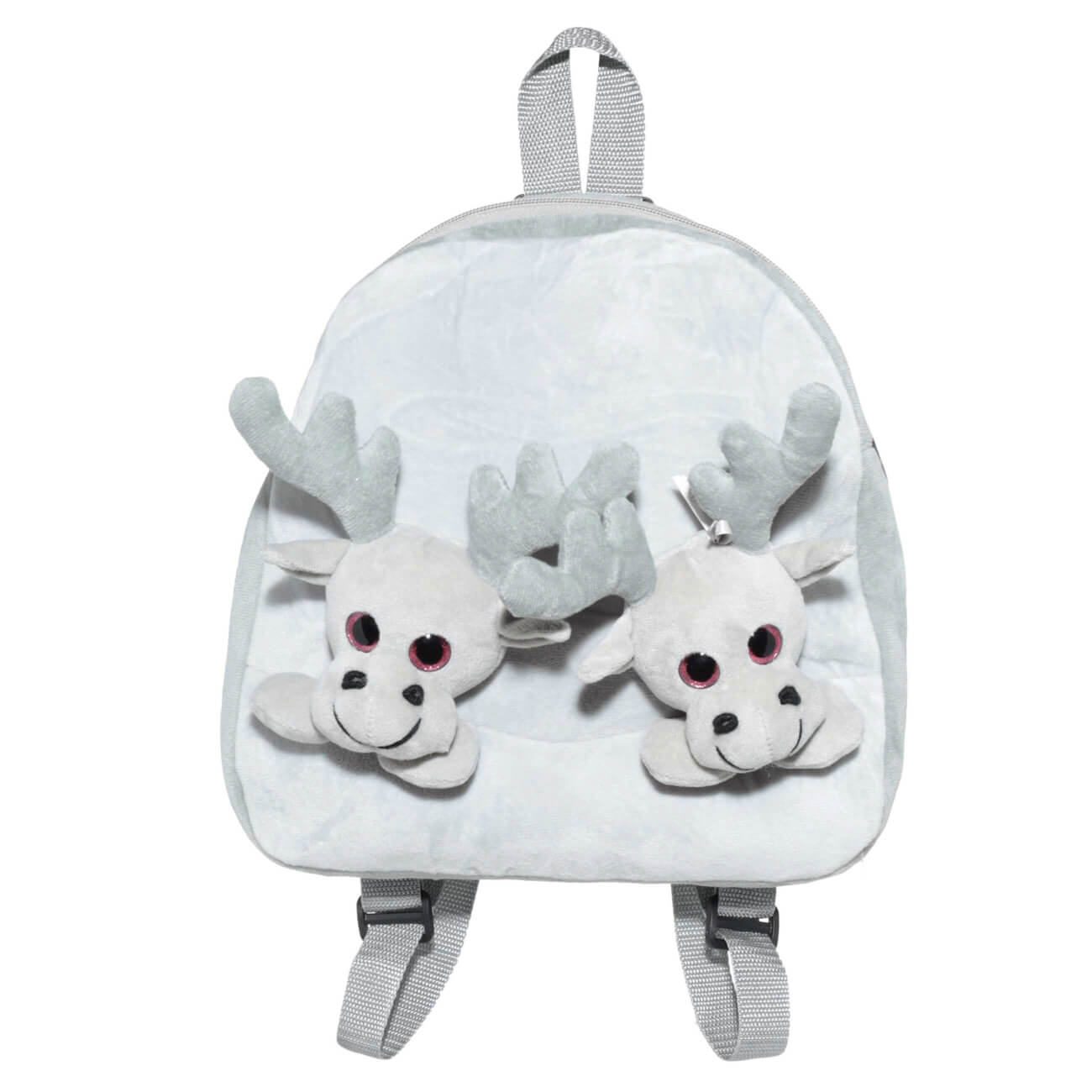 Рюкзак, 30 см, детский, плюш, бежево-серый, Олени с бантами, Deer toy рюкзак детский плюшевый заяц 24х24 см