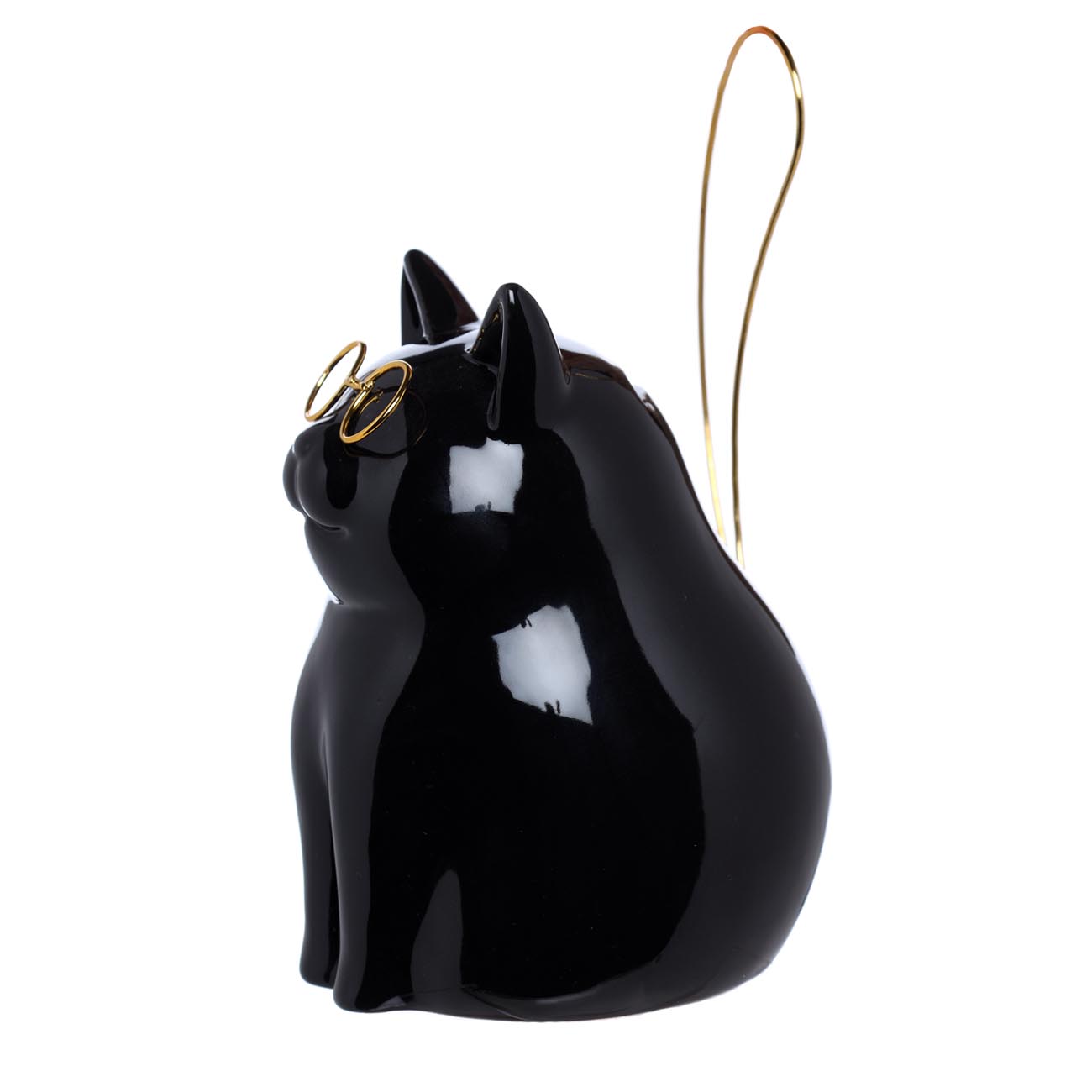 Копилка, 16 см, фарфор Р/металл, Черная кошка в очках, Cat изображение № 3