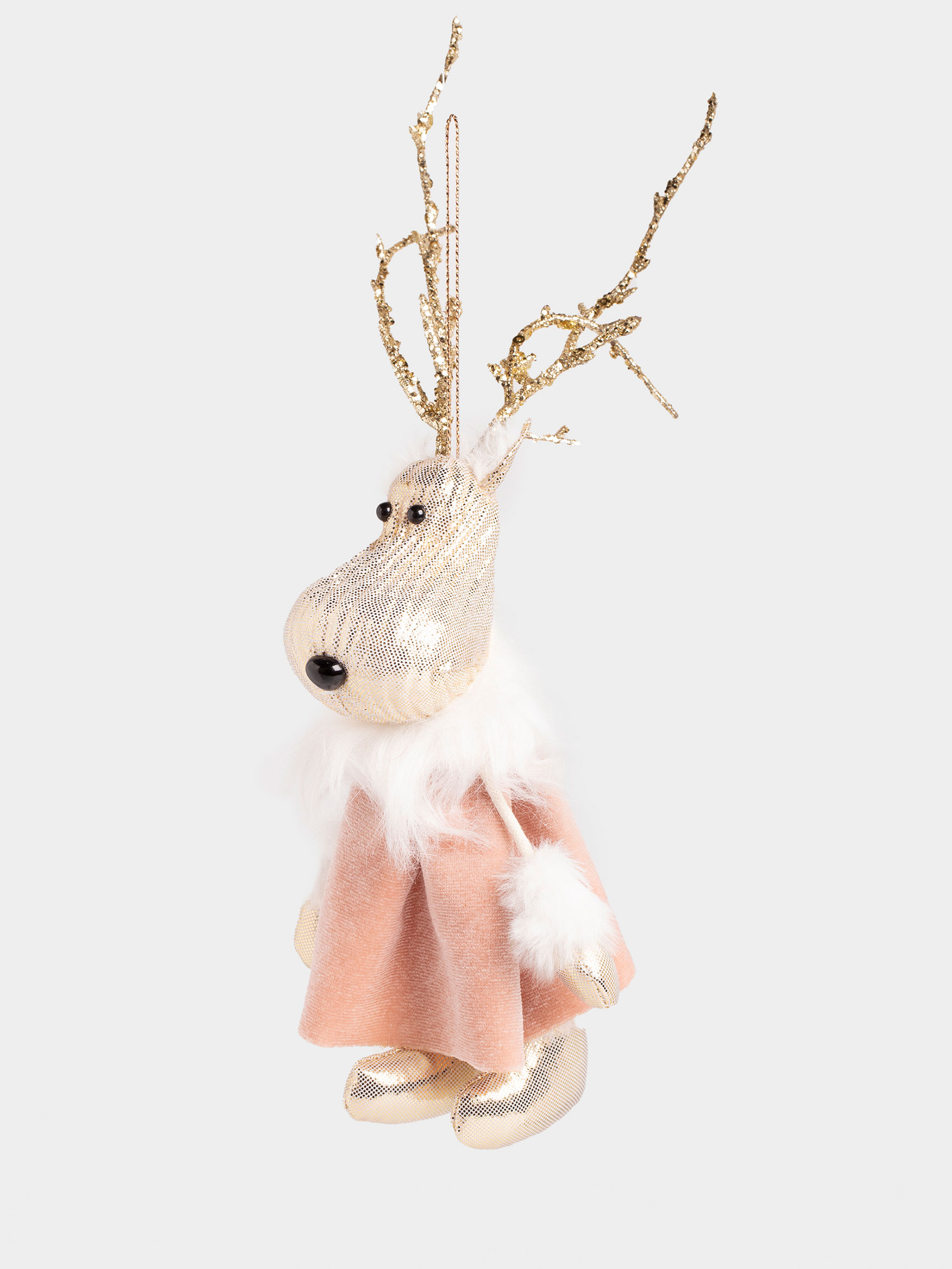 Игрушка елочная, 24 см, полиэстер/пенопласт, шампань, Олень, Figure Christmas Fuzz, image-0