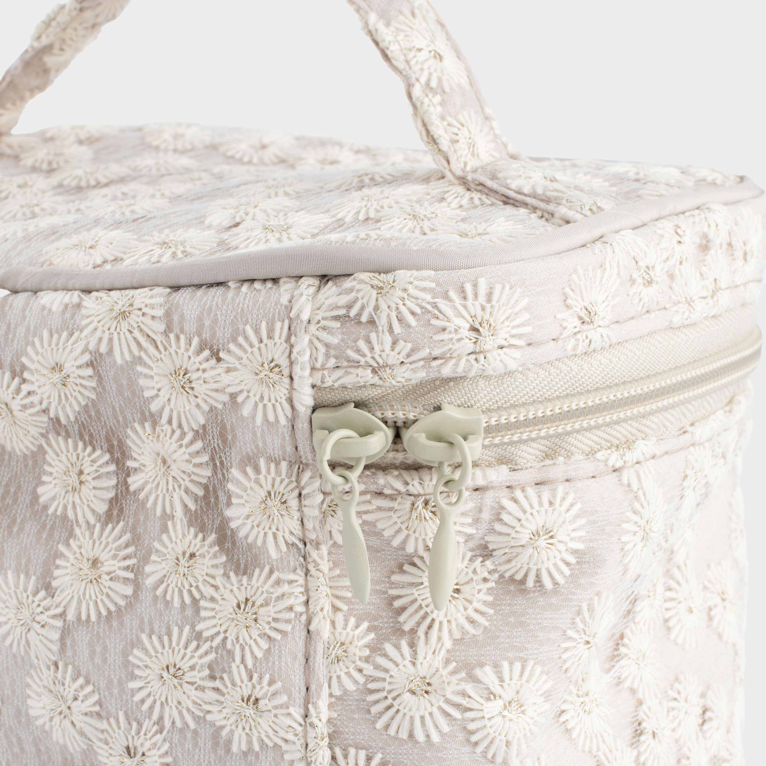 Косметичка, 19x14 см, с ручкой, полиэстер, Ромашки, Flower embroidery