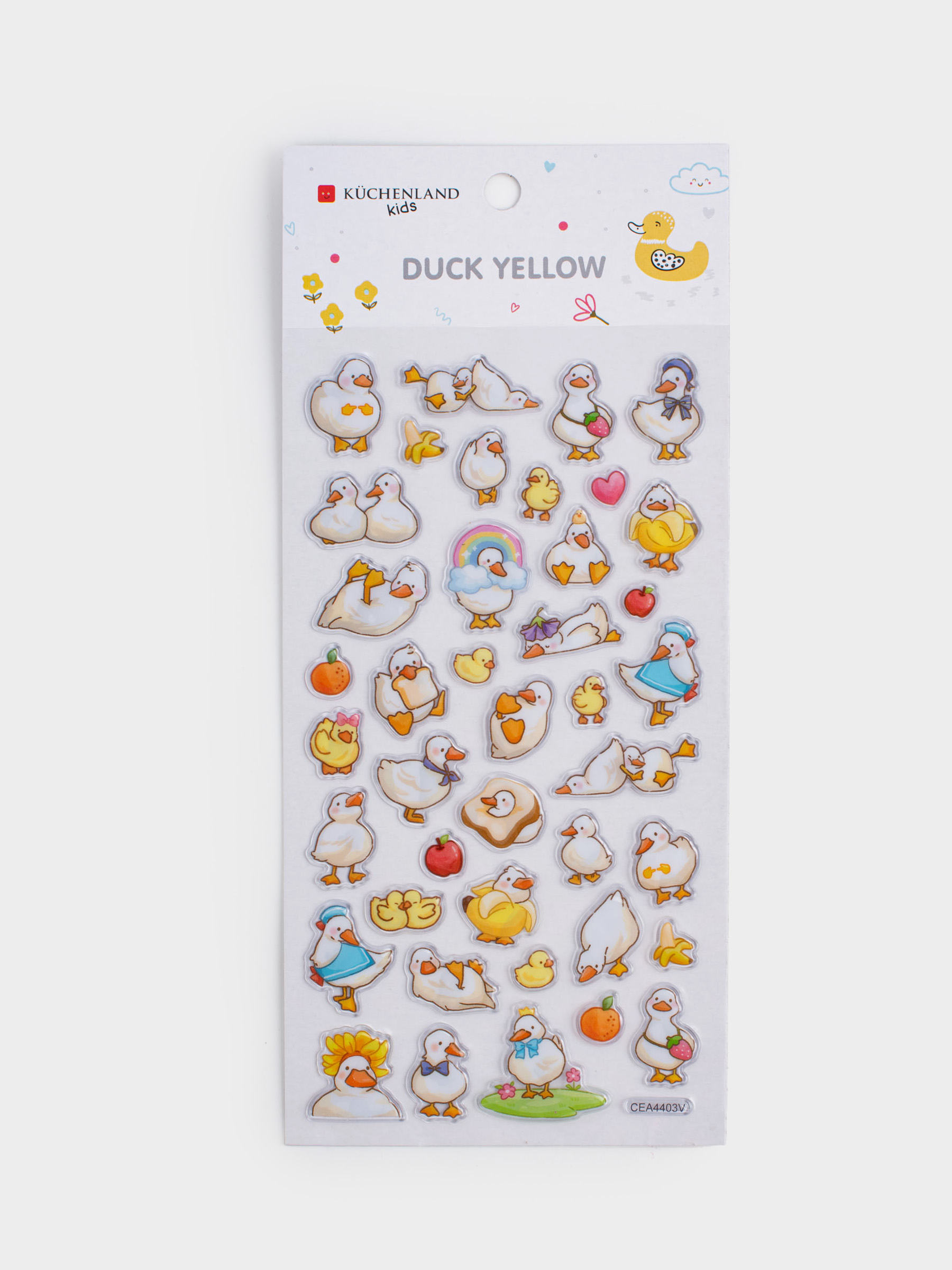 Набор наклеек, 17х9 см, 41 шт, одноразовые, ПВХ, Утки, Duck yellow, image-4