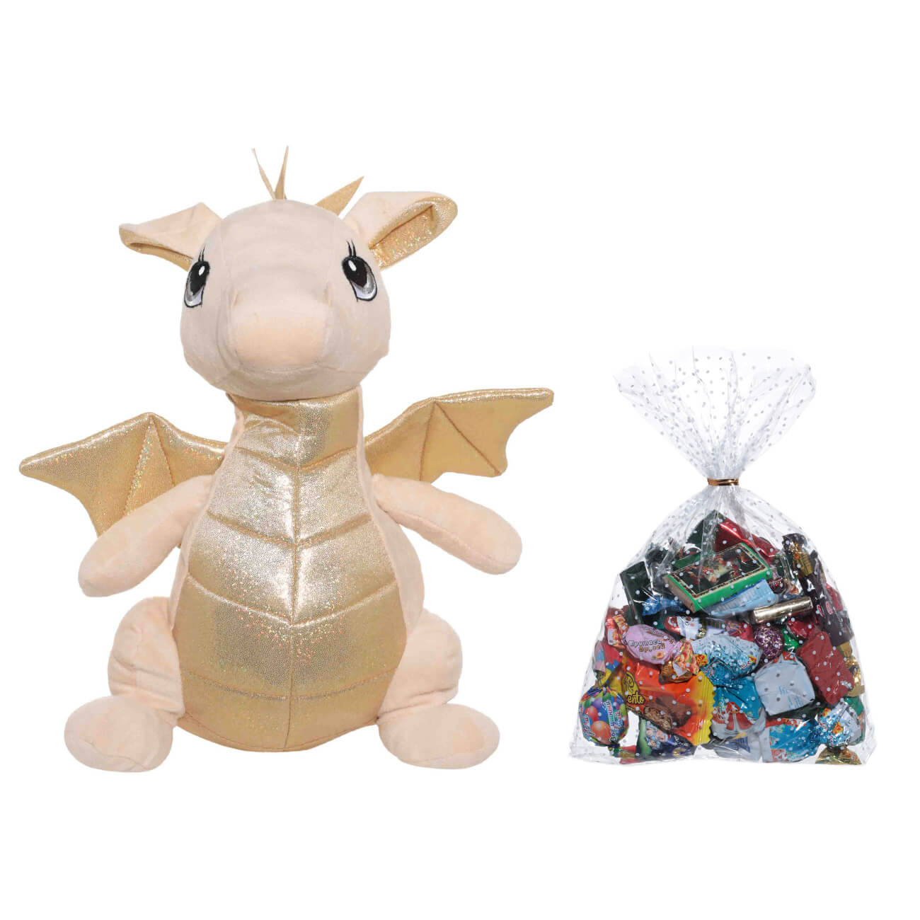 

Игрушка-мешок с конфетами, 30 см, 500 гр, бежевый, Ассорти, Дракон, Dragon toy
