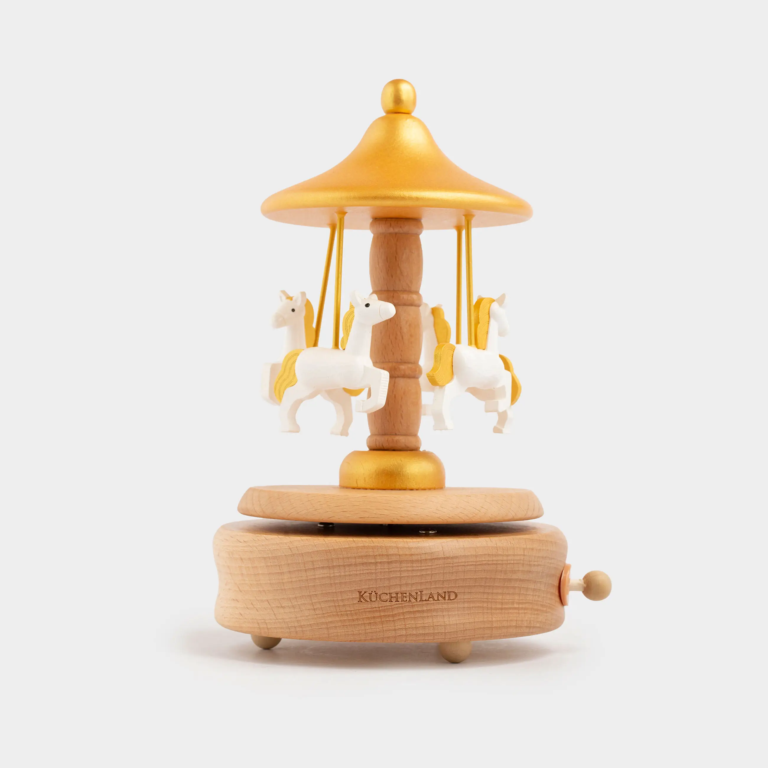 Статуэтка музыкальная, 17 см, заводная, дерево/МДФ, Карусель с лошадками, Music wood