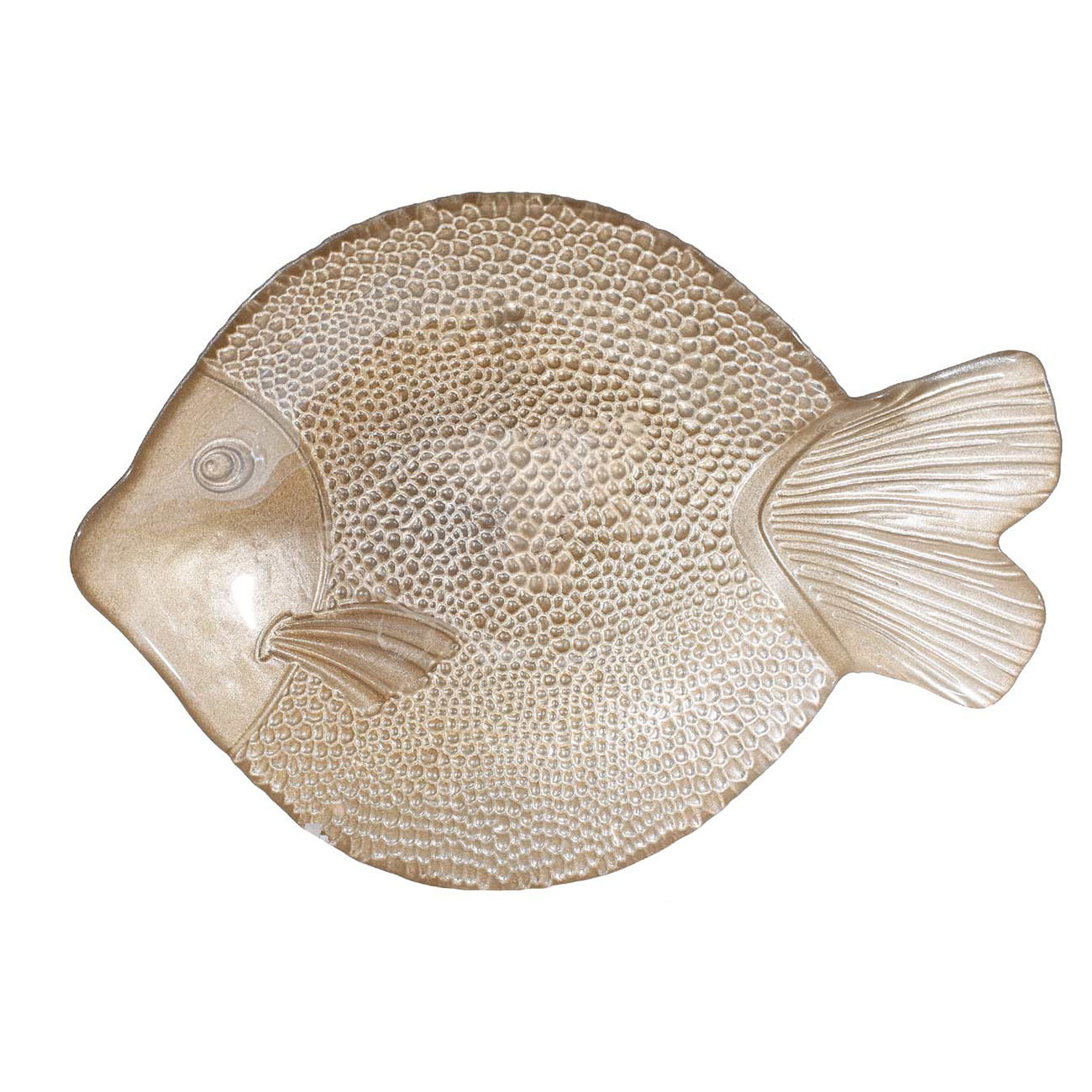 

Блюдо глубокое, 29х5 см, стекло, бежевое, Рыба, Fish print