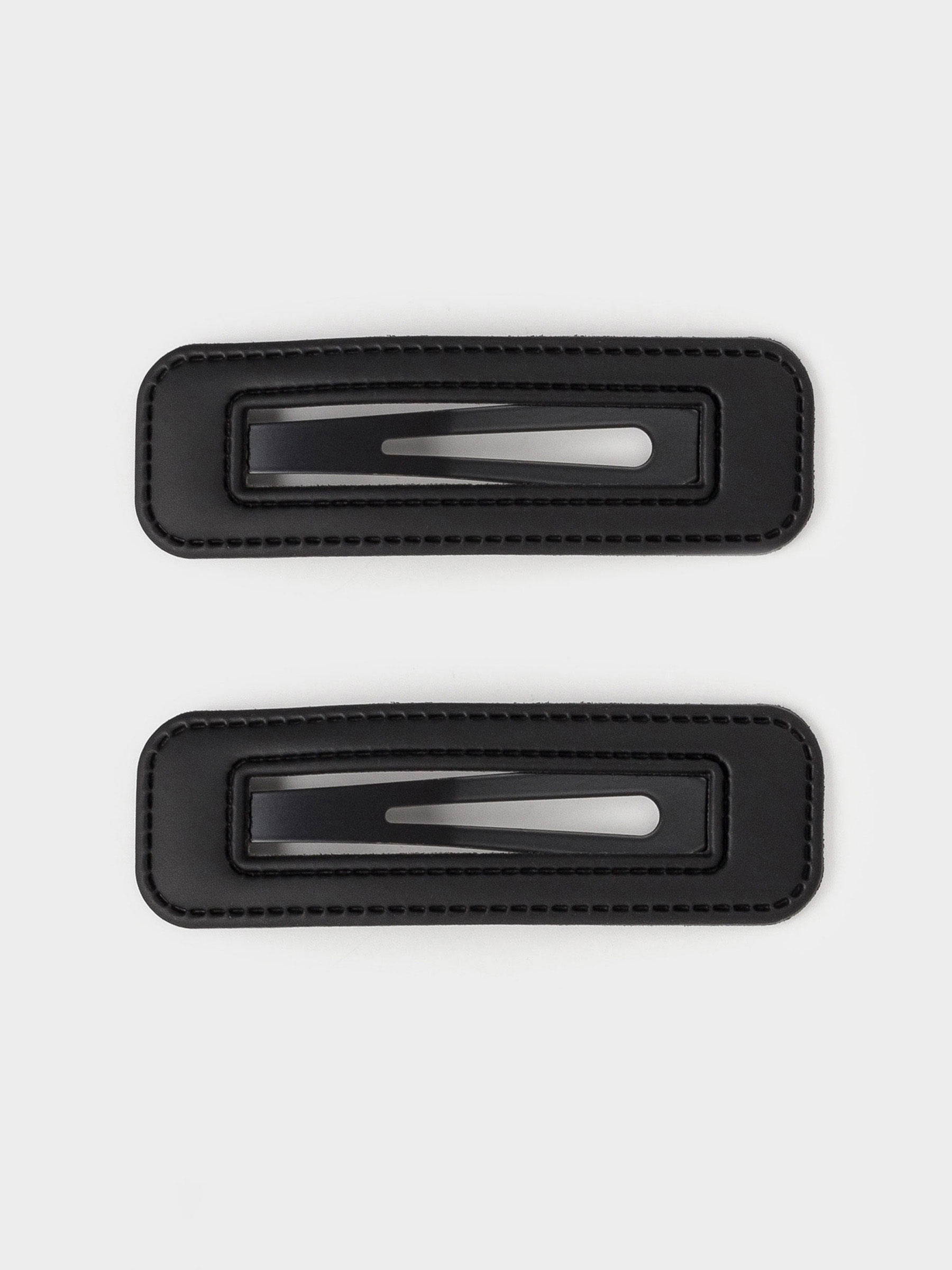 Заколка для волос, 9 см, 2 шт, полиуретан/металл, черная, Геометрия, Basic Leather, image-0