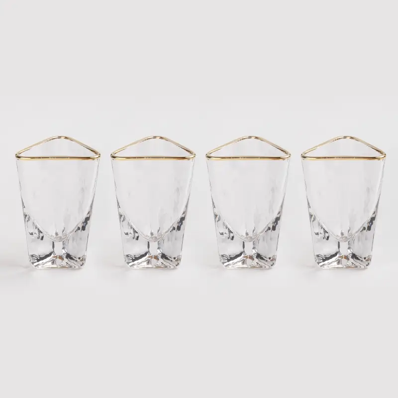 Стопка для водки, 40 мл, 4 шт, стекло, золотистый кант, Triangle Gold ,image-0