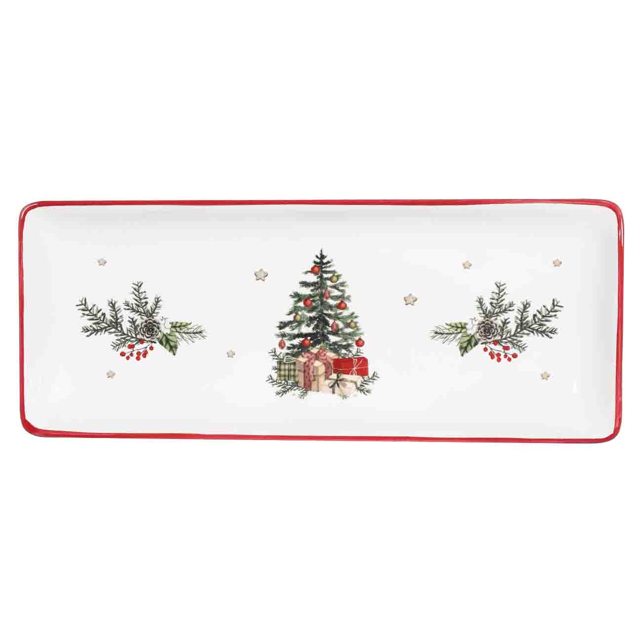 

Блюдо, 33х13 см, керамика, прямоугольное, Подарки под елкой, Christmas tree