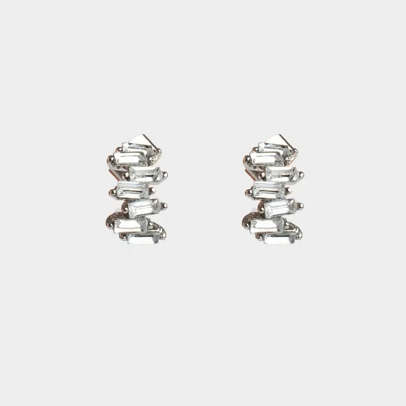 Серьги-пусеты, 1 см, 2 шт, металл/акрил, серебристые, Кристаллы, Jewelry crystal, image-0