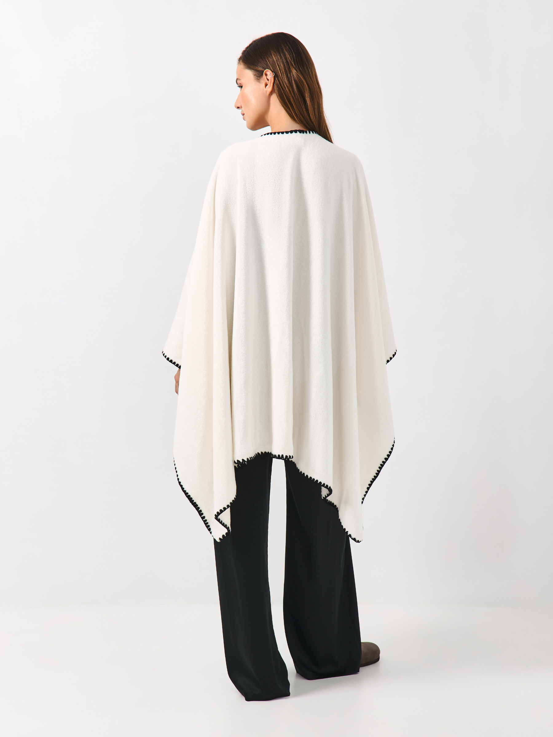 Пончо, 75х140 см, флис, молочное, Fleece poncho, image-6