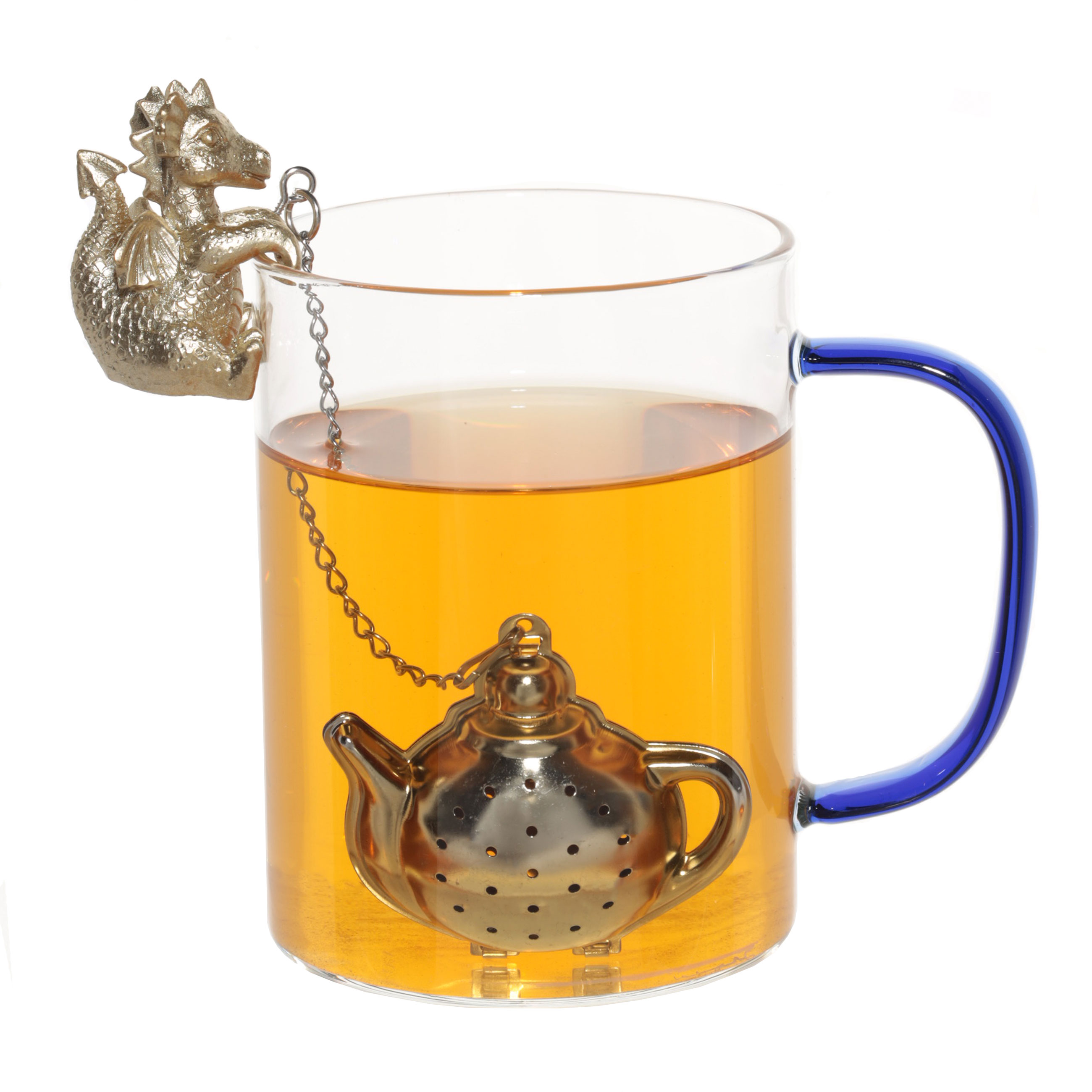 Сито для заваривания чая, 18 см, сталь/полирезин, золотисто-серебристое, Дракон, Dragon cute изображение № 2