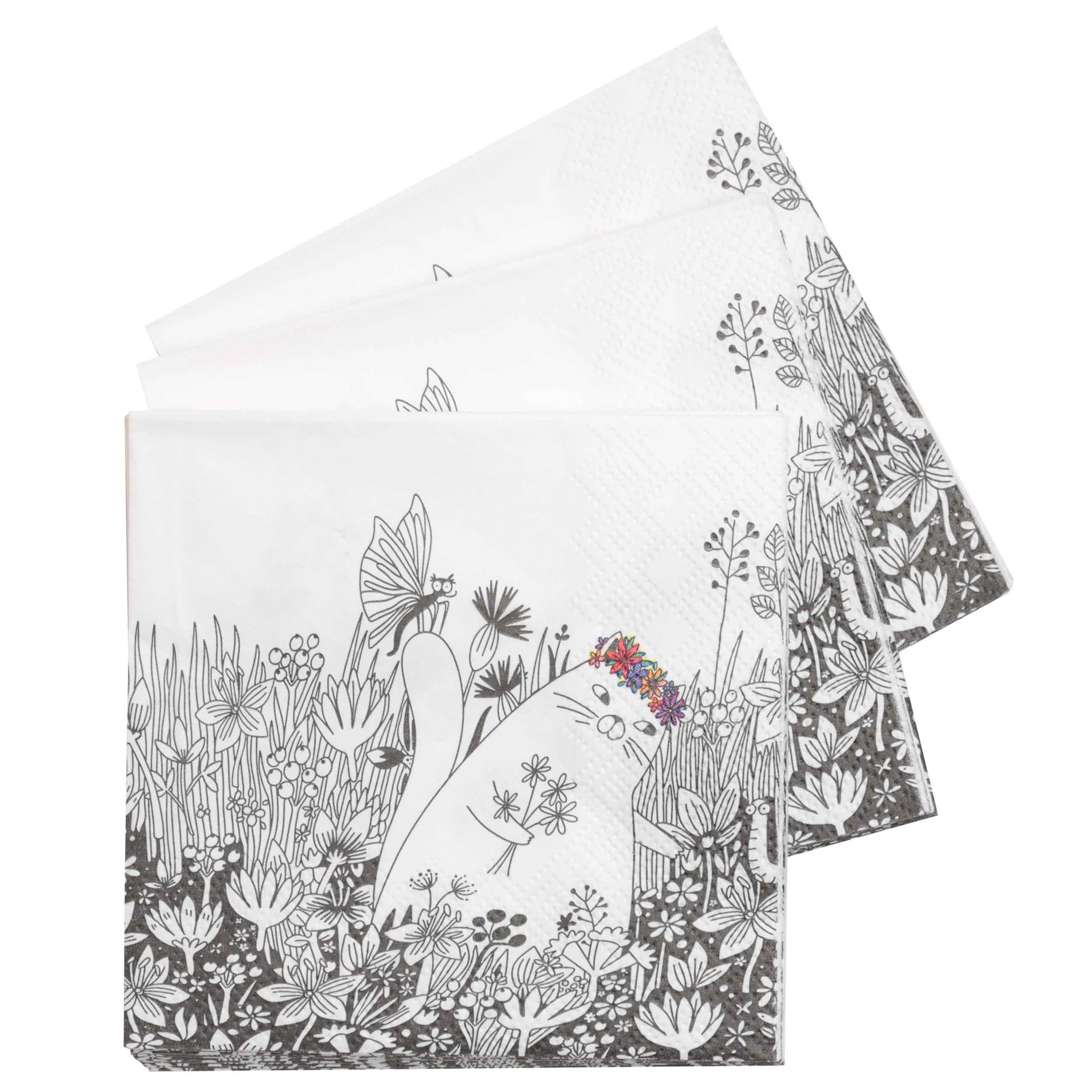 Салфетки бумажные, 21х21 см, 20 шт, квадратные, Кот на цветочном поле, Cat in flowers изображение № 2