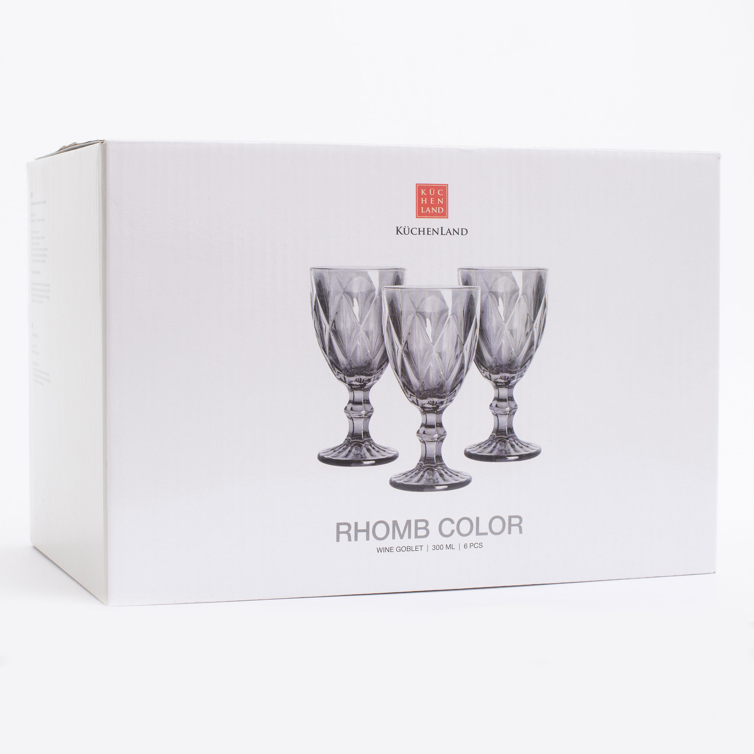 Бокал-кубок для вина, 300 мл, 6 шт, стекло Р, серый, Rhomb color изображение № 8
