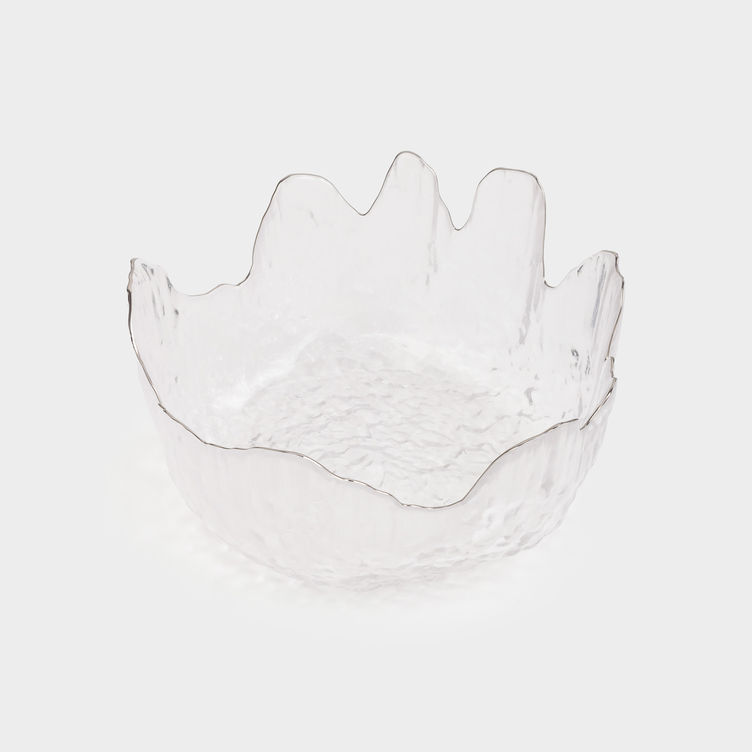 Салатник, 18х7 см, 700 мл, стекло, с серебристым кантом, Nautilus silver, image-2