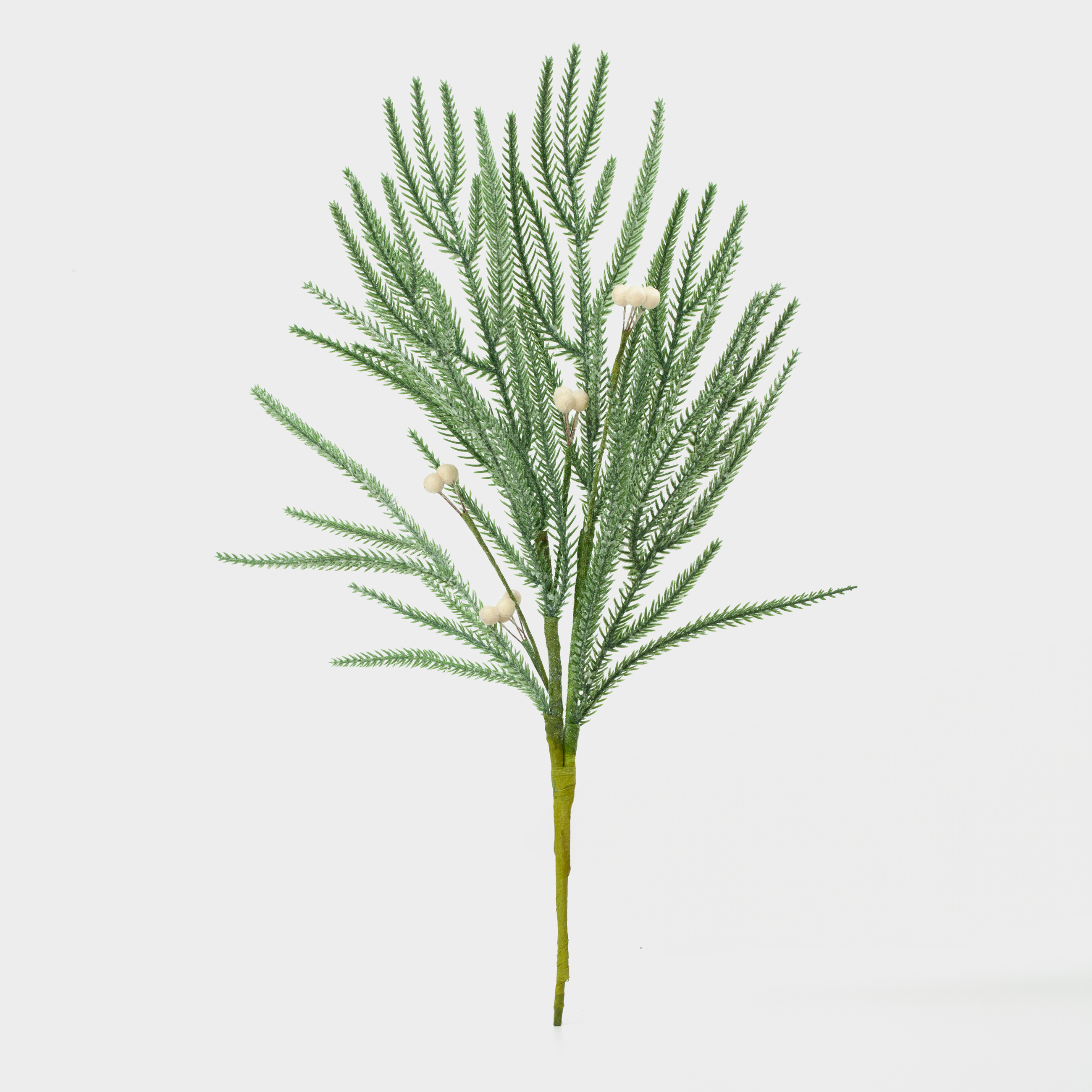 Ветка декоративная, 48 см, пластик/пенопласт, Ель с белыми ягодами, White berry, image-2