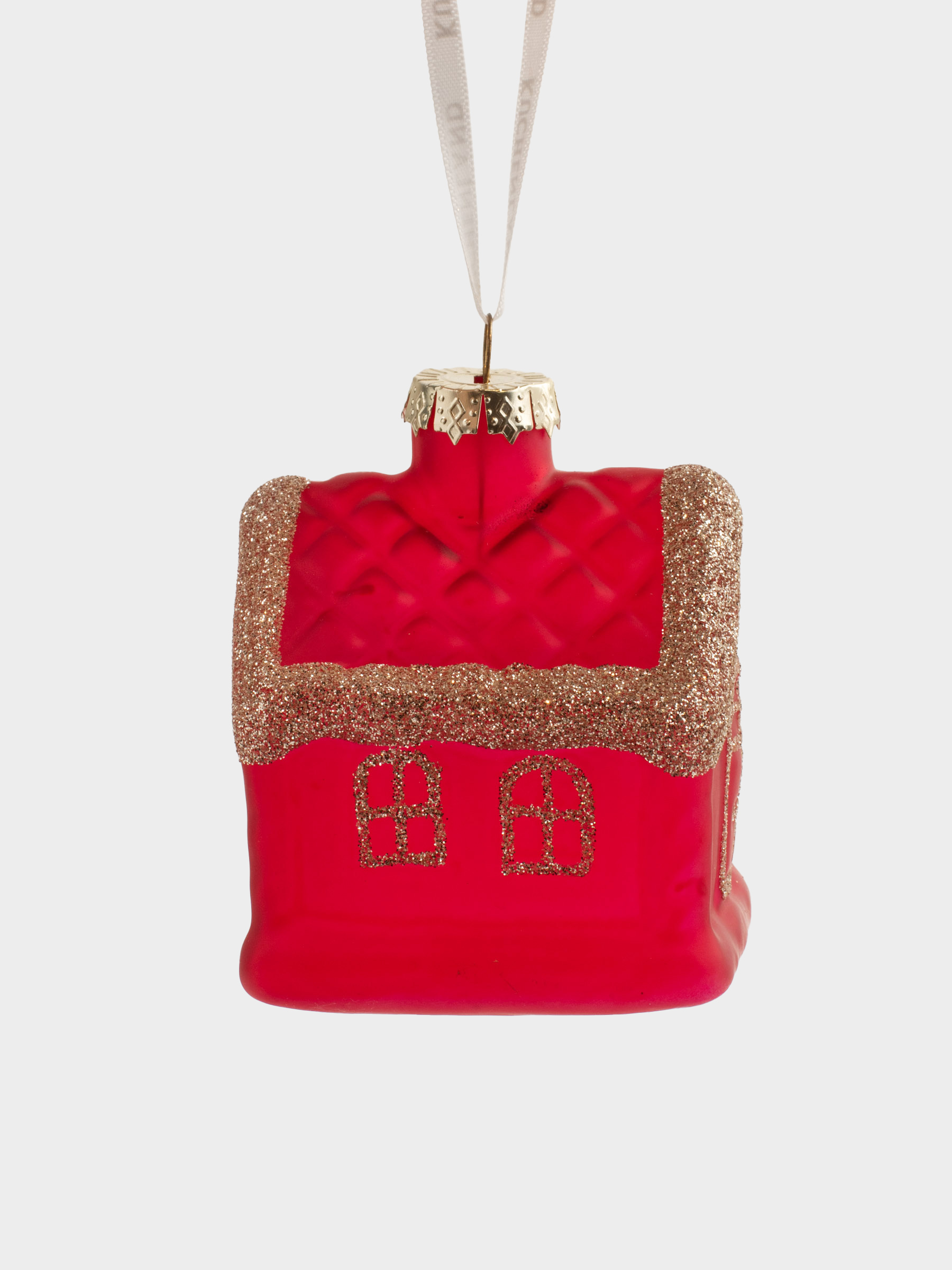 Игрушка елочная, 6х8 см, стекло, с блестками, красная, Домик, Figure christmas, image-2