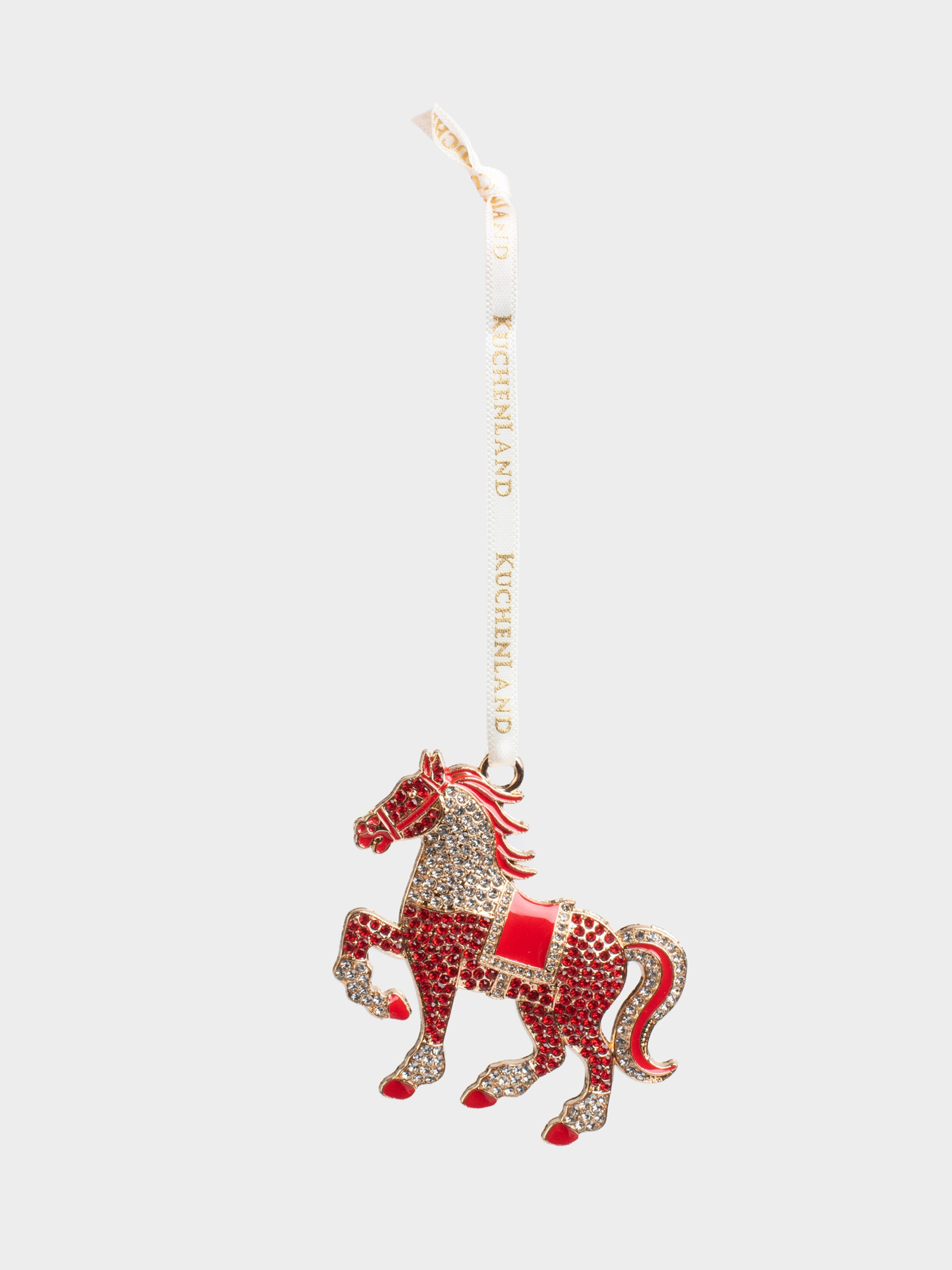 Игрушка елочная, 6 см, металл/стразы, красная, Конь со стразами, Figure horse, image-2