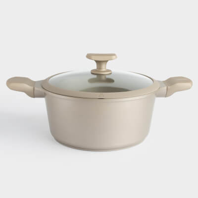 Кастрюля, 24 см, 4,2 л, с крышкой, с покрытием, алюминий, серо-бежевая, Dainty
