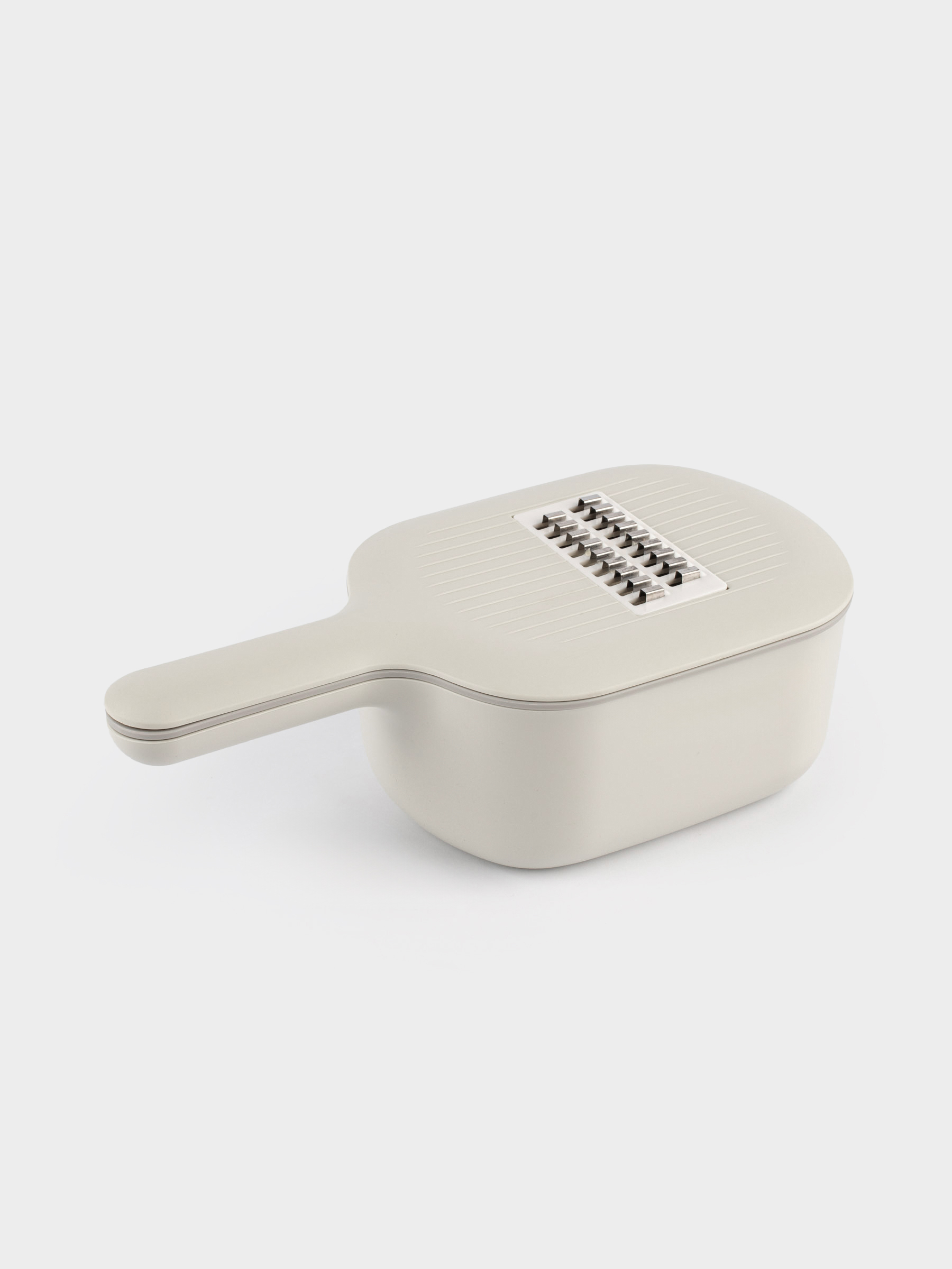 Терка, 29х14 см, 4 насадки, с контейнером, с ручкой, пластик/сталь, серая, Matto, image-0