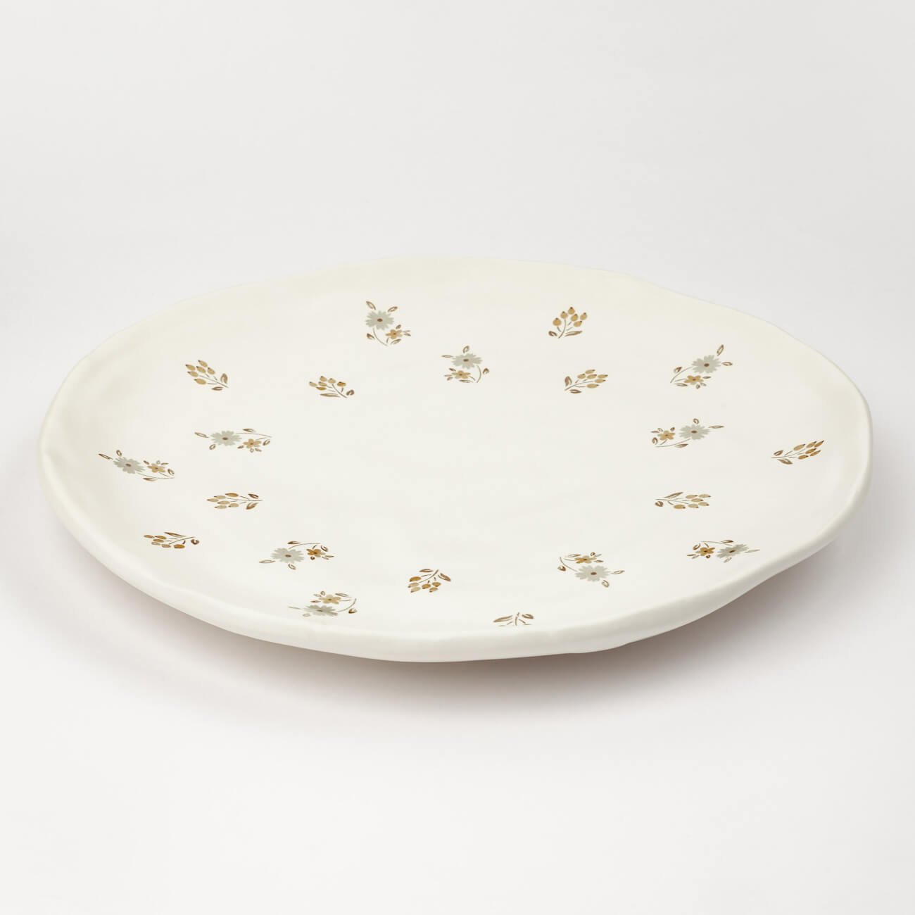 Блюдо, 23 см, керамика, молочное, Винтажные цветы, La flore ferplast thea medium bowl миска для собак керамика