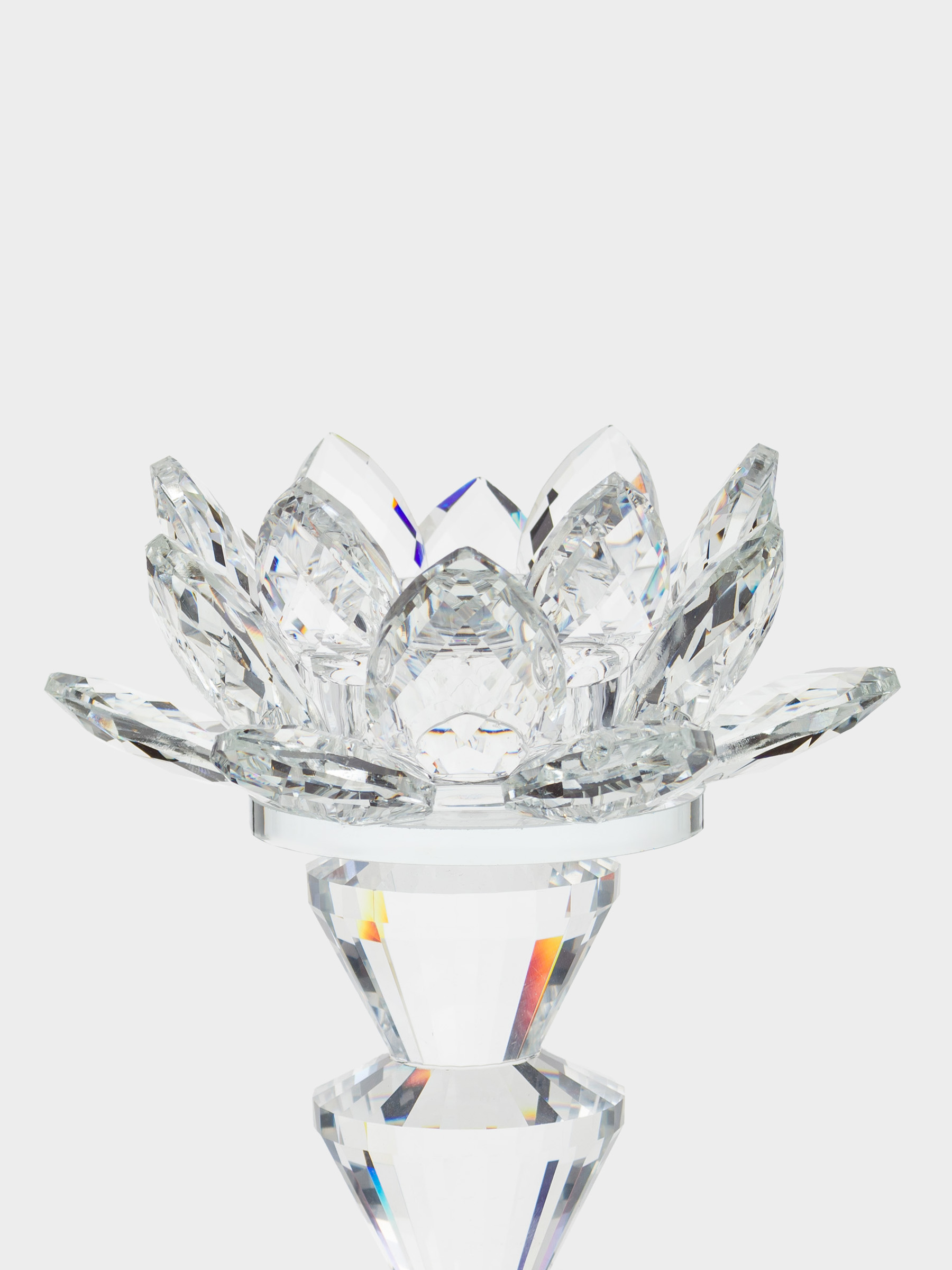 Подсвечник, 14 см, для чайной свечи, на ножке, кристальное стекло, Лотос, Crystal flower, image-2