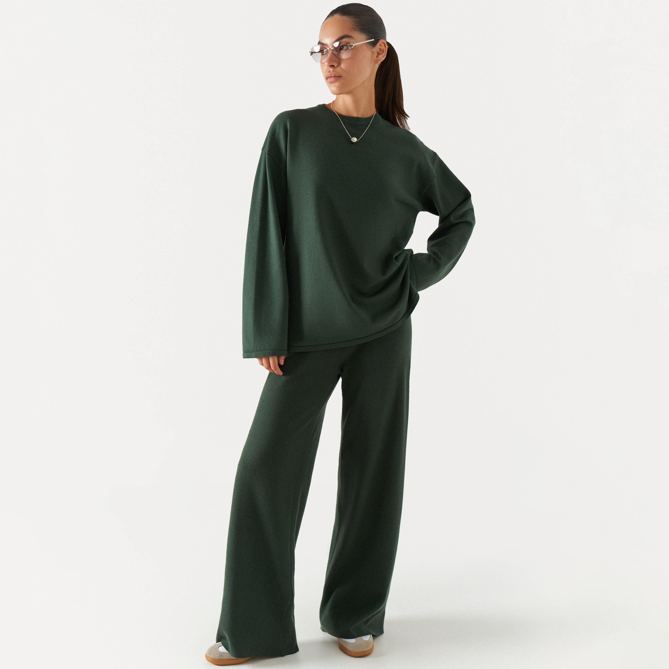 Брюки женские, вискоза/полиэстер/нейлон, зеленые, Evelina