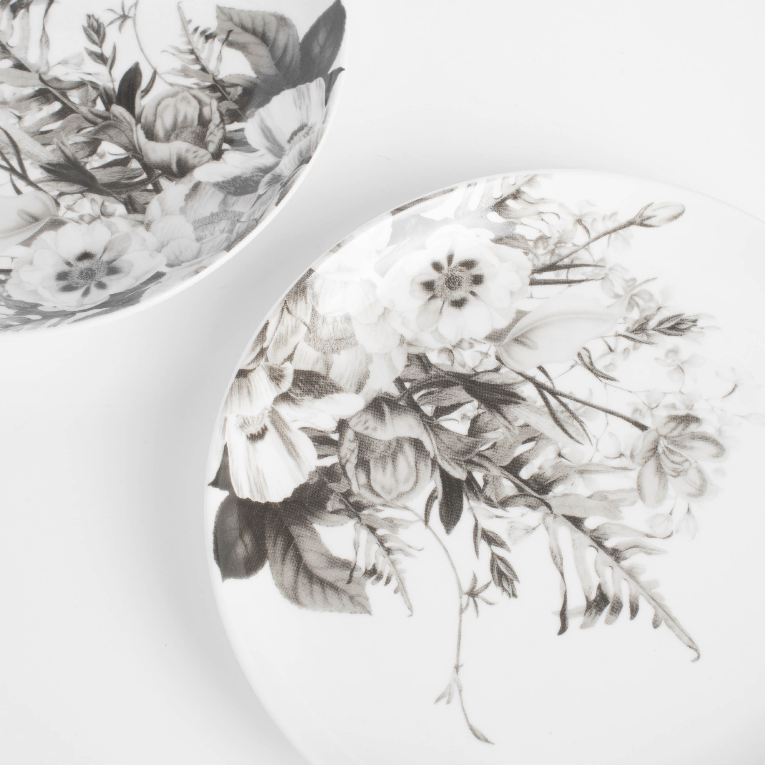 Тарелка закусочная, 21 см, 2 шт, фарфор N, белая, Черно-белые цветы, Magnolia изображение № 3