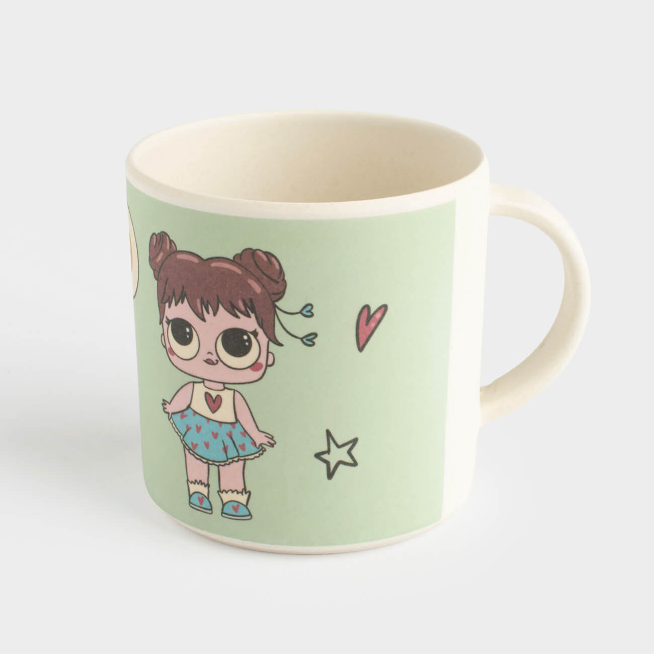 Кружка, детская, 350 мл, бамбук, зеленая, Девочки в платьях, Sweet loli