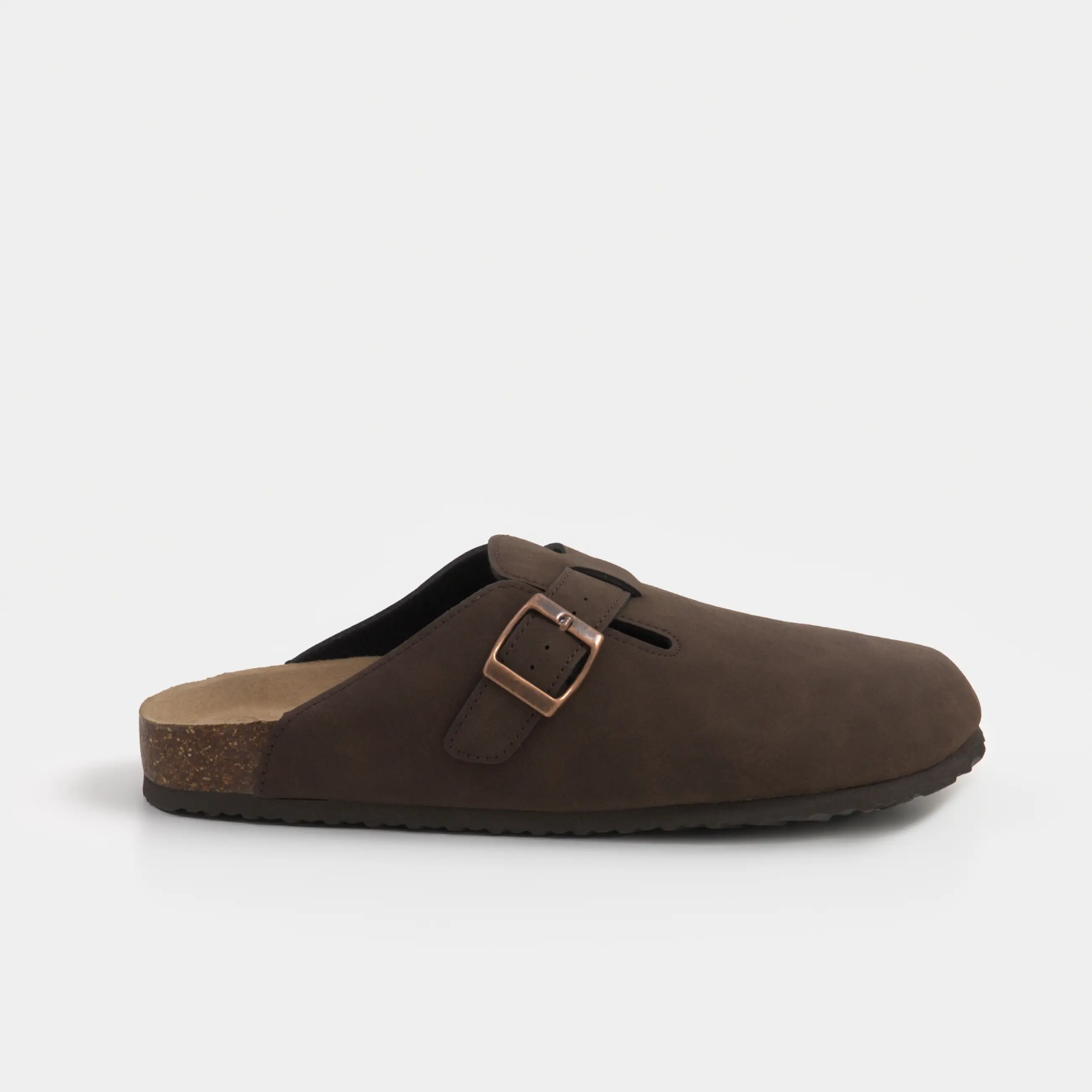 Тапочки женские, с застежкой, искусственная замша, коричневые, Clogs