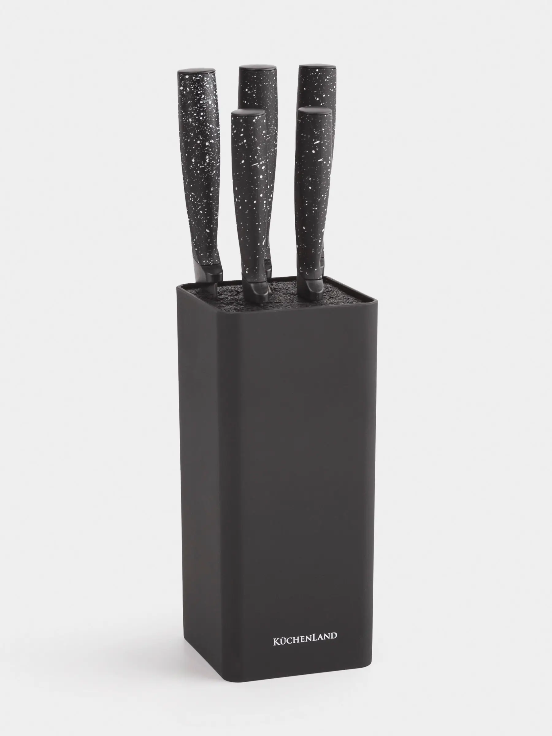 Набор ножей, 5 пр, в подставке, сталь/пластик, черный, в крапинку, Steel speckled