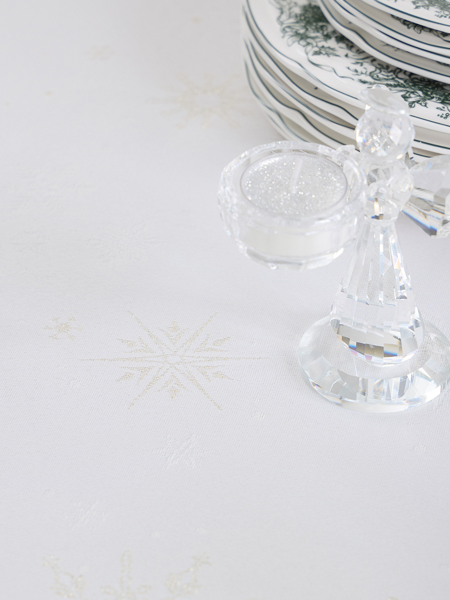 Скатерть, 160х160 см, жаккард, полиэстер, молочная, Снежинки, Snowflakes, image-2
