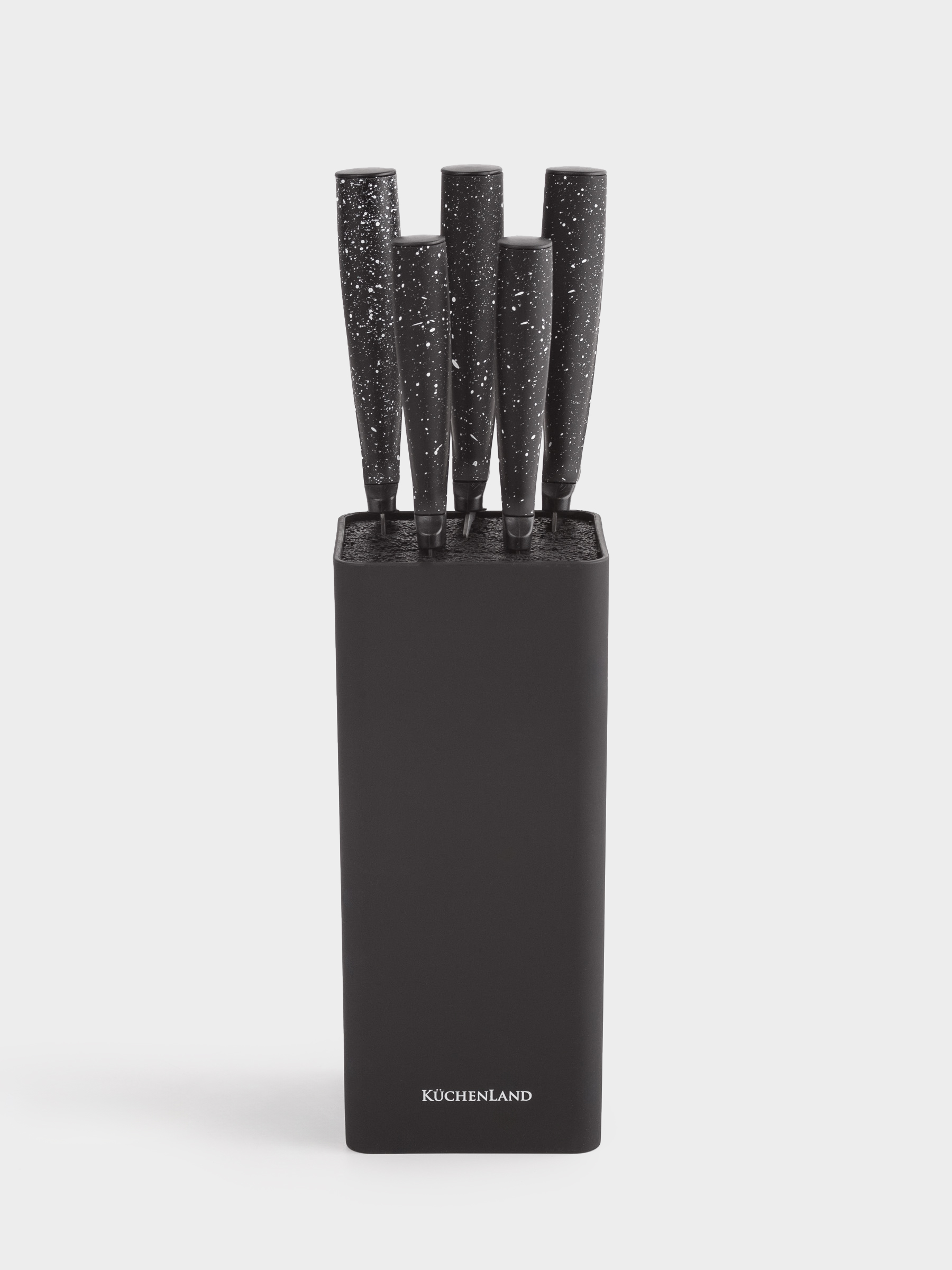Набор ножей, 5 пр, в подставке, сталь/пластик, черный, в крапинку, Steel speckled, image-6