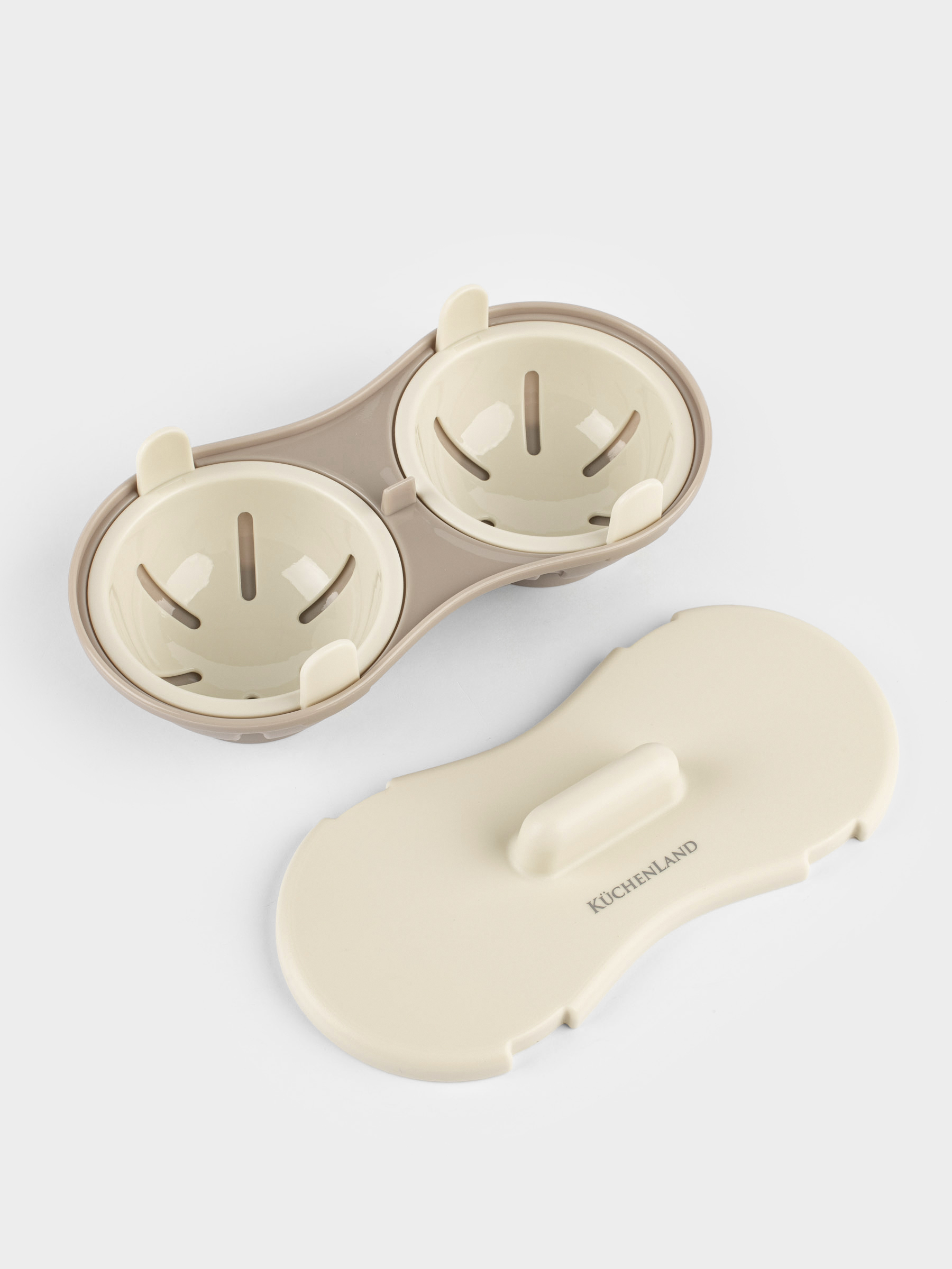 Форма для яйца-пашот в микроволновой печи, 21x11 см, 2 отд, пластик, бежевая, Soft kitchen, image-5