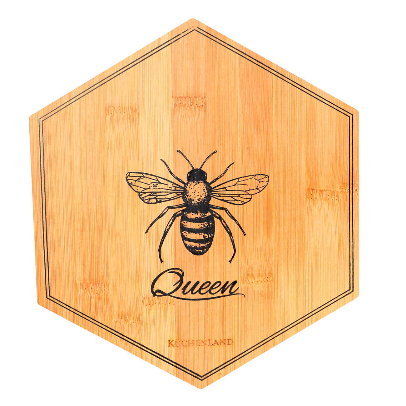 

Доска разделочная, 25x22 см, бамбук, шестиугольная, Queen, Honey