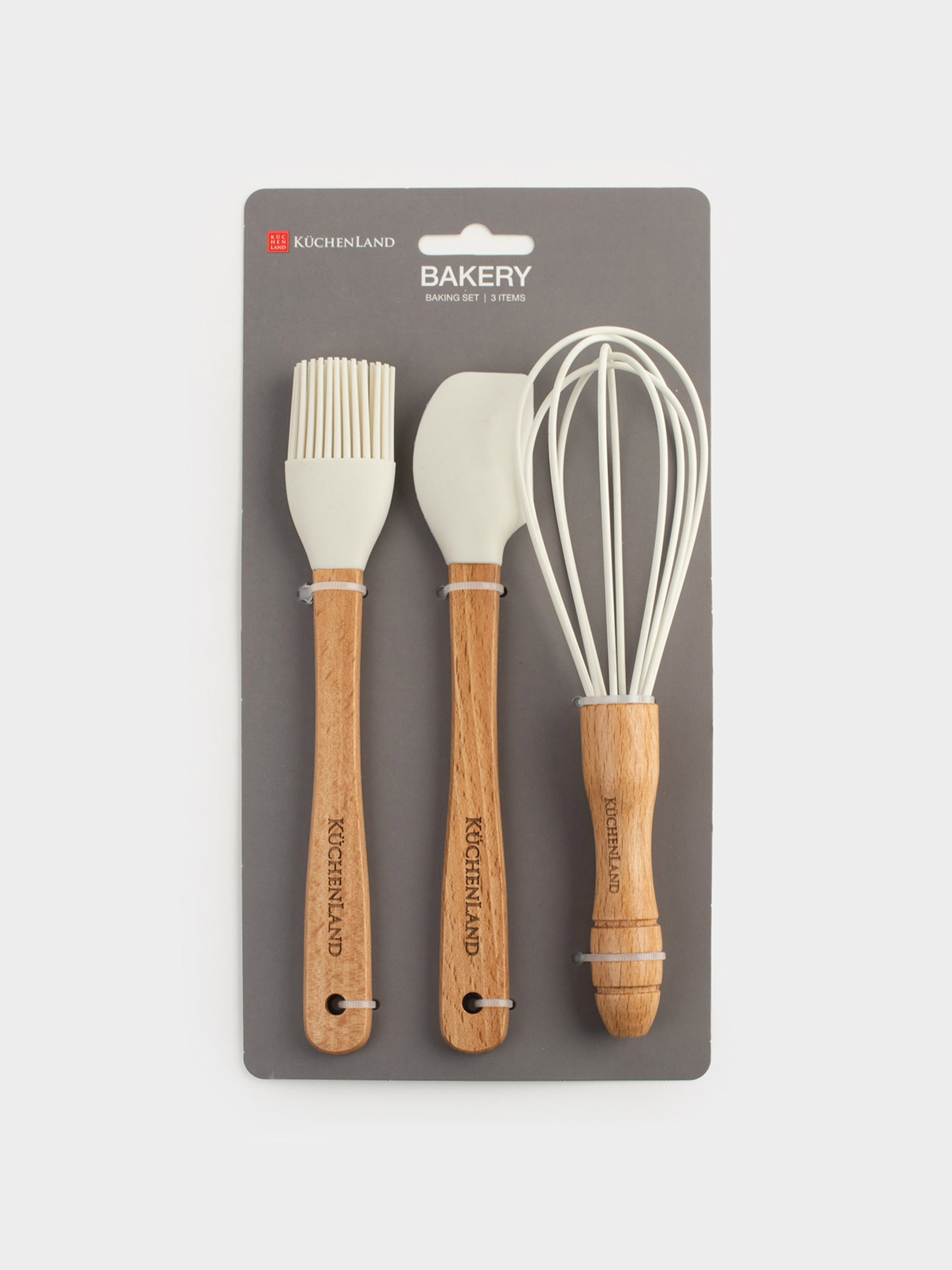 Набор для выпечки, 3 пр, лопатка/венчик/кисть, силикон/дерево, молочный, Bakery, image-5