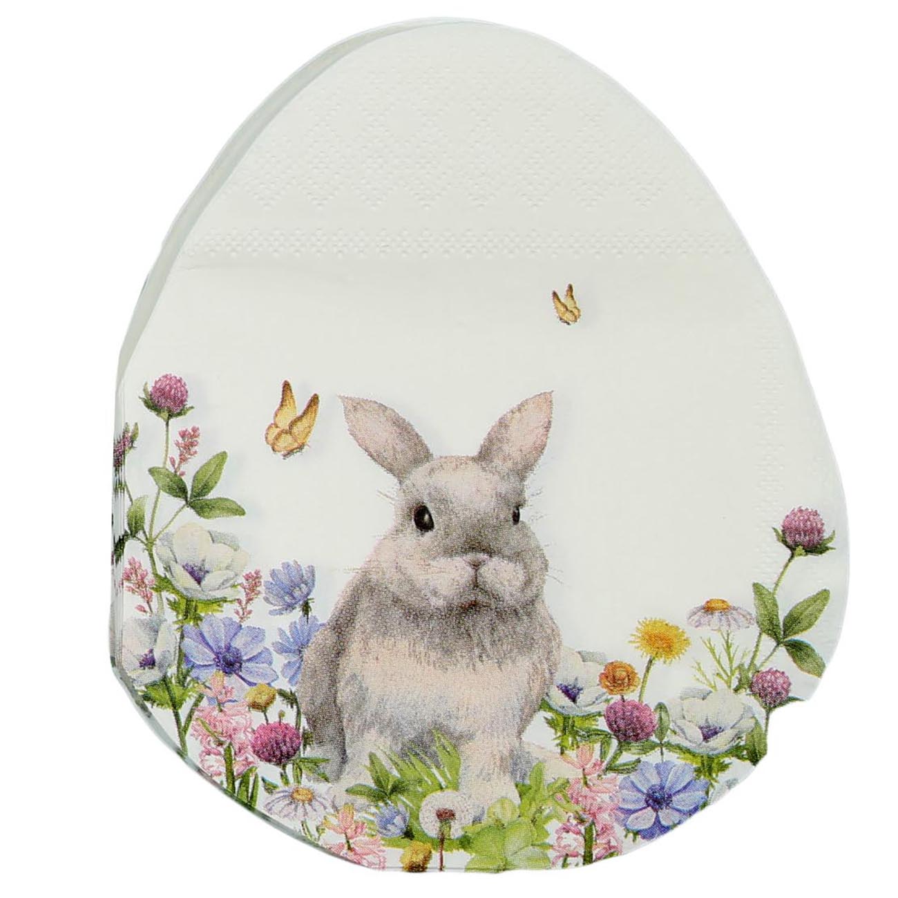 

Салфетки бумажные, 33х33 см, 20 шт, фигурные, белые, Яйцо с кроликом, Easter