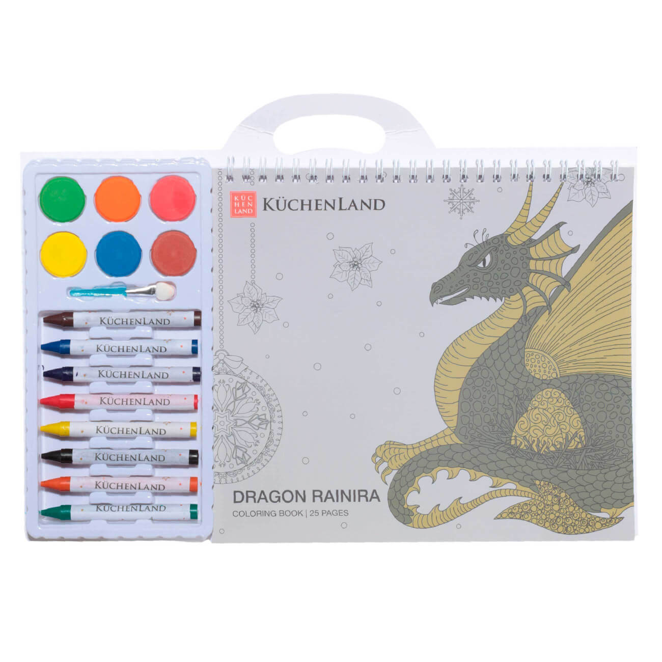 Набор для творчества, 20х31 см, раскраска 25 листов, Дракон с крыльями, Dragon rainira
